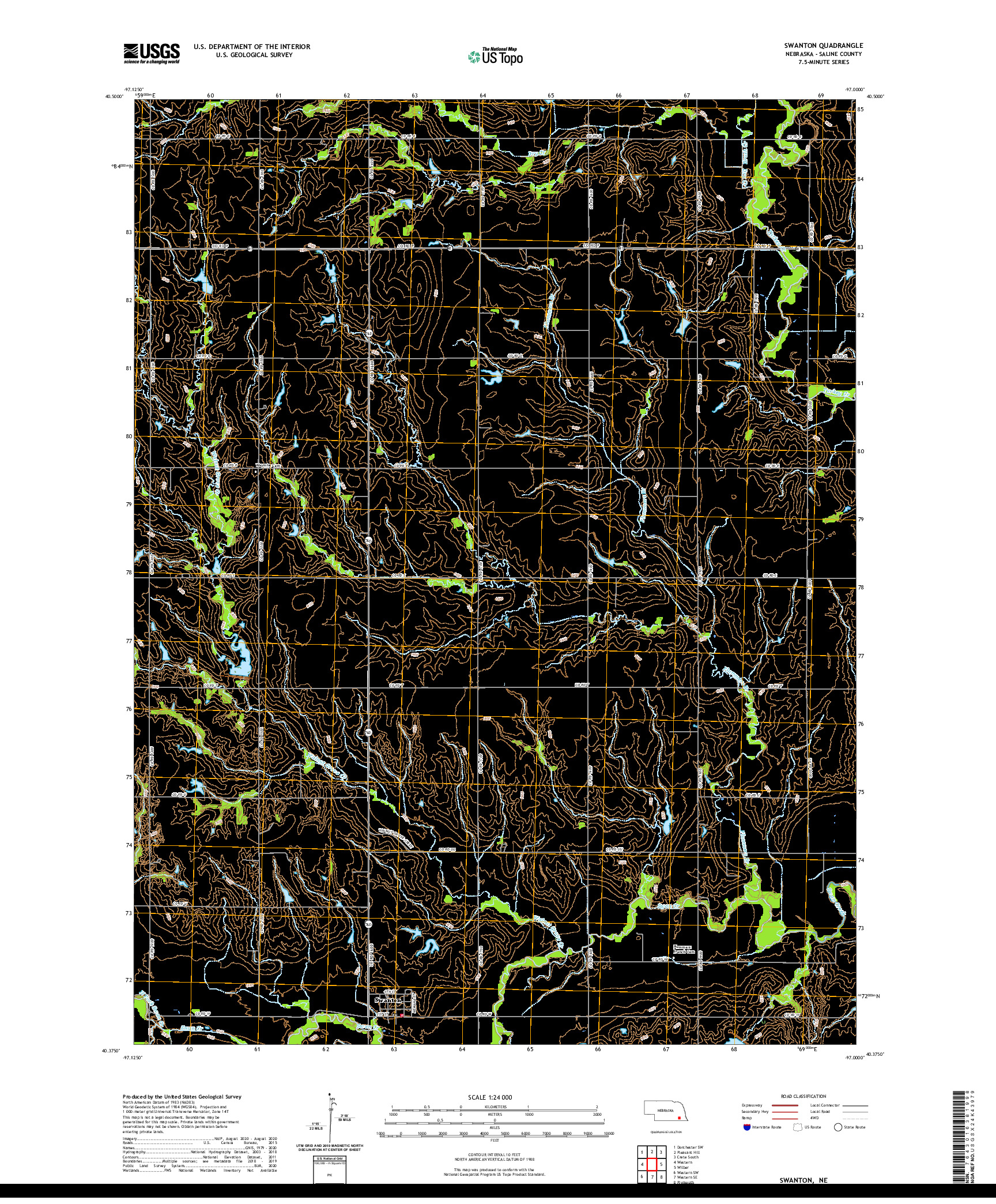 USGS US TOPO 7.5-MINUTE MAP FOR SWANTON, NE 2021