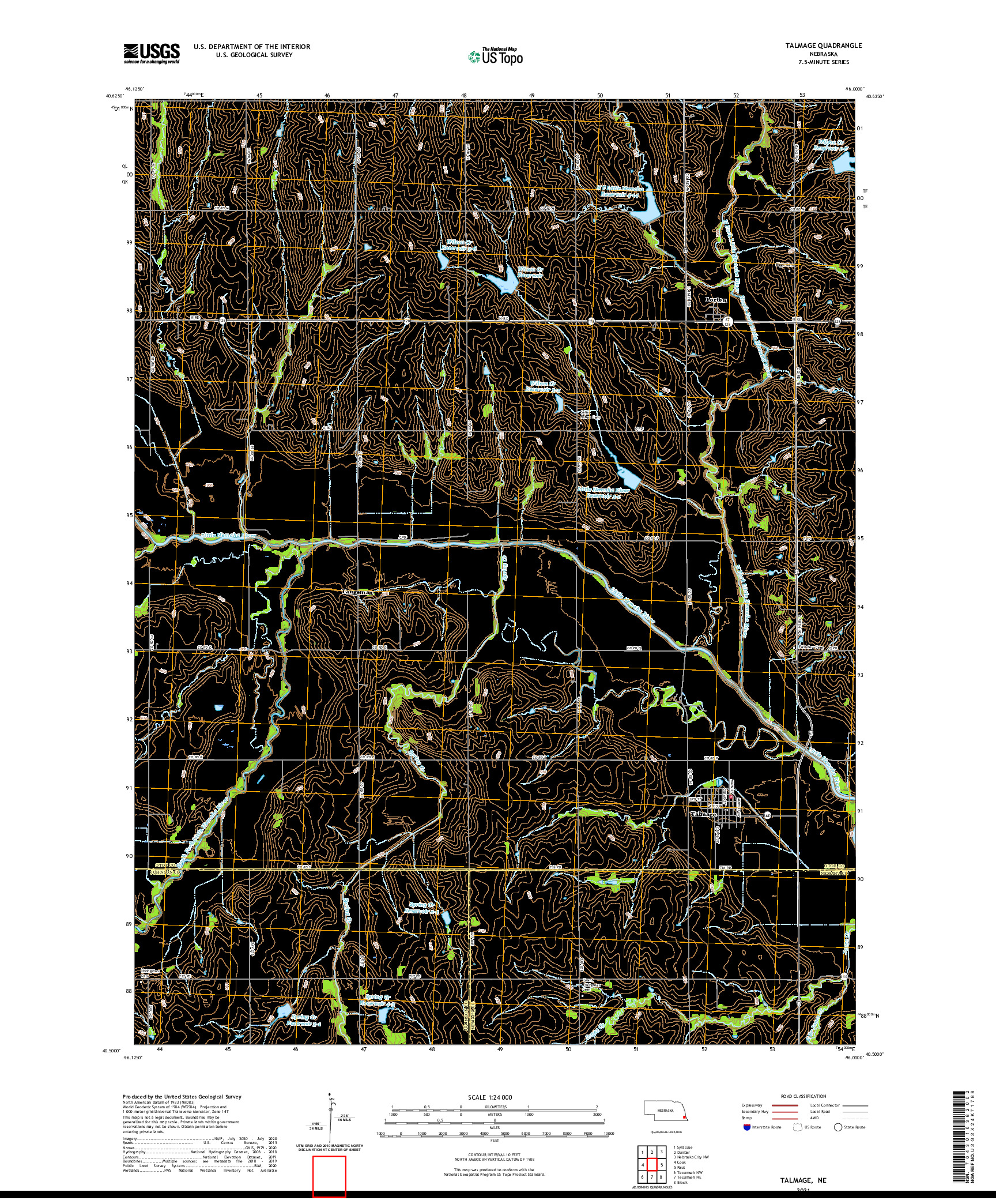 USGS US TOPO 7.5-MINUTE MAP FOR TALMAGE, NE 2021