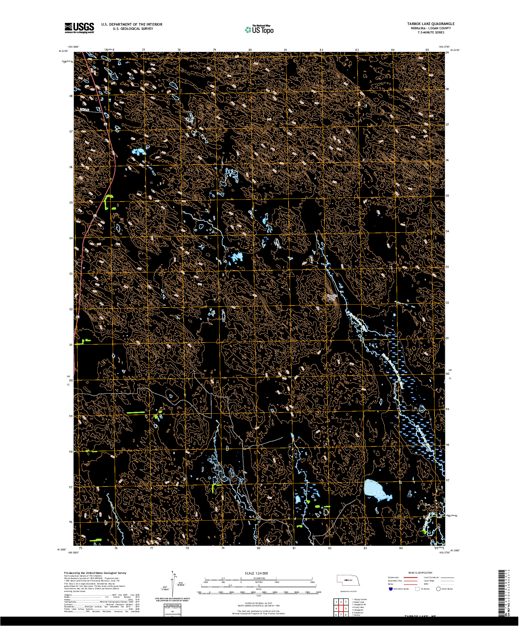 USGS US TOPO 7.5-MINUTE MAP FOR TARBOX LAKE, NE 2021