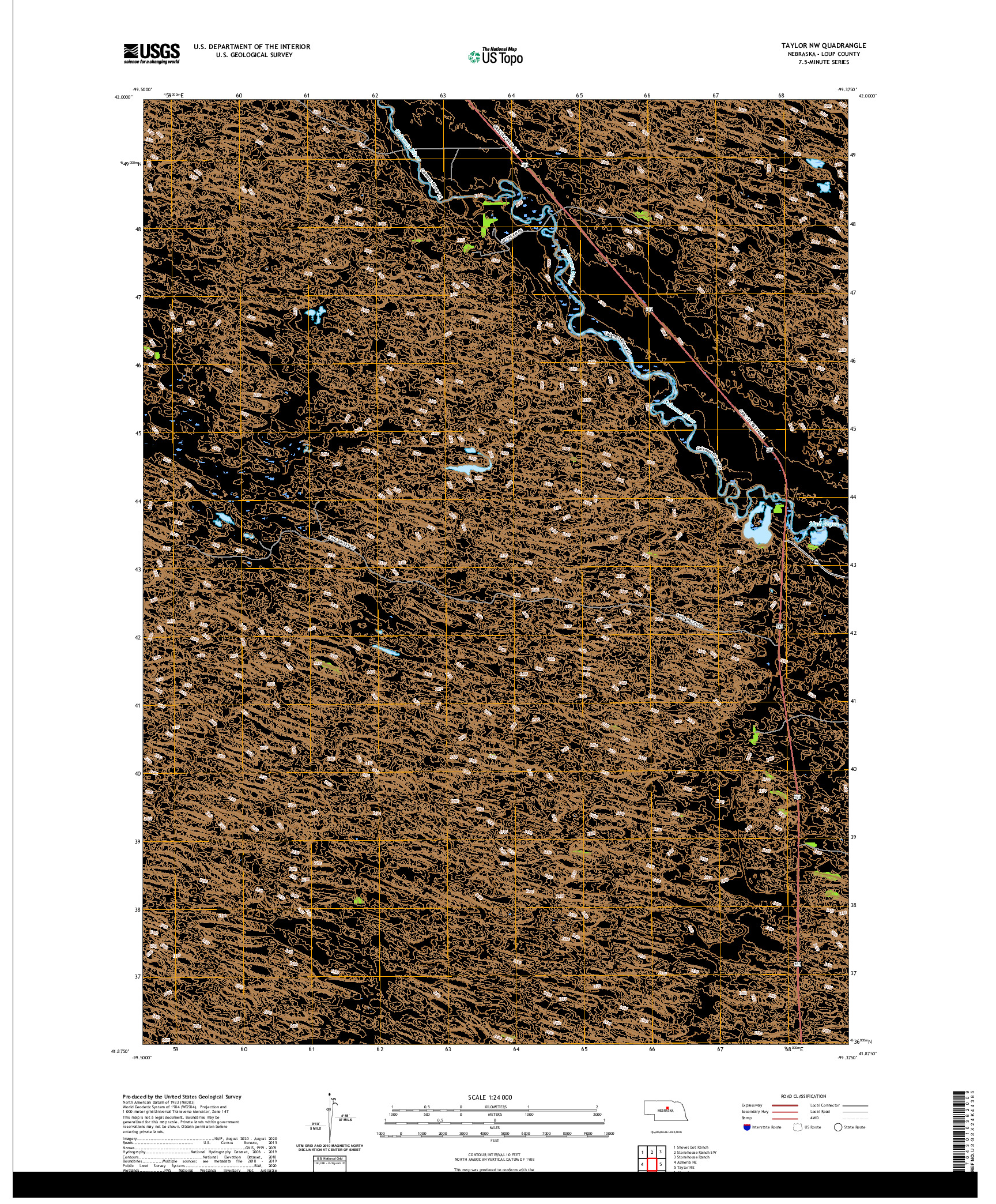 USGS US TOPO 7.5-MINUTE MAP FOR TAYLOR NW, NE 2021