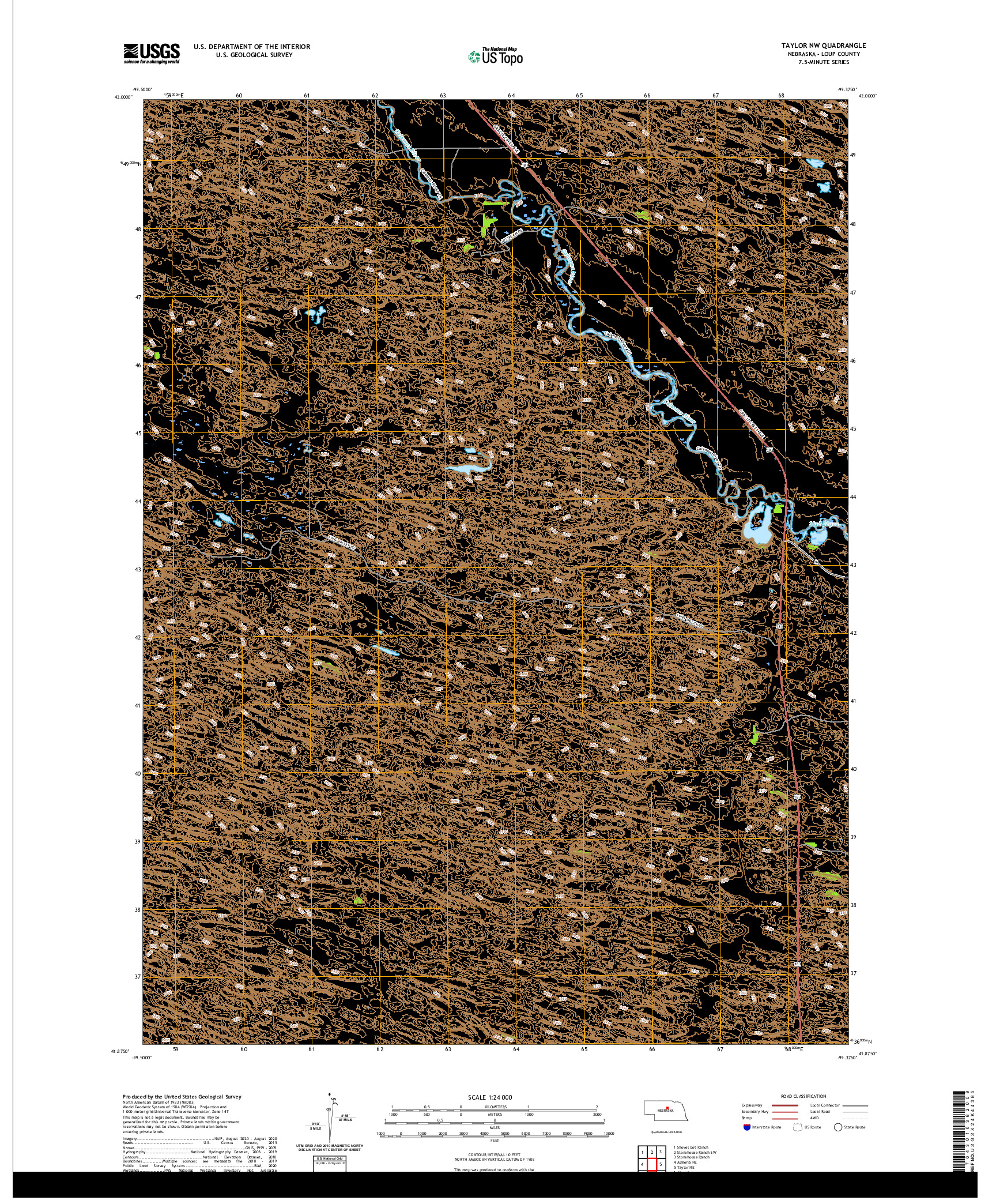 USGS US TOPO 7.5-MINUTE MAP FOR TAYLOR NW, NE 2021