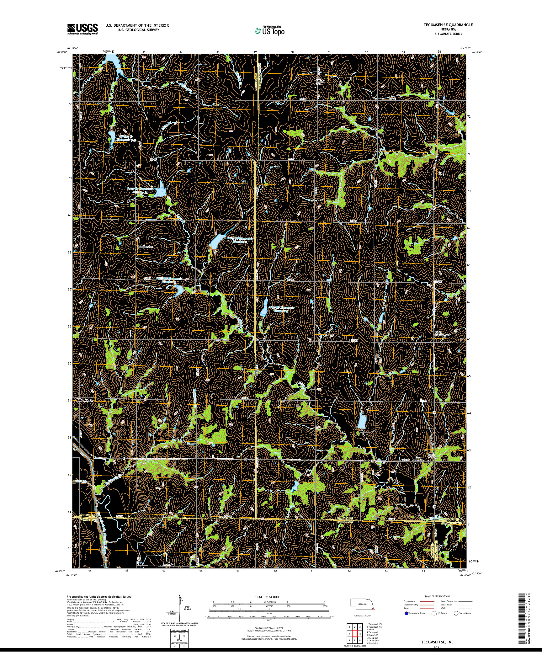 USGS US TOPO 7.5-MINUTE MAP FOR TECUMSEH SE, NE 2021