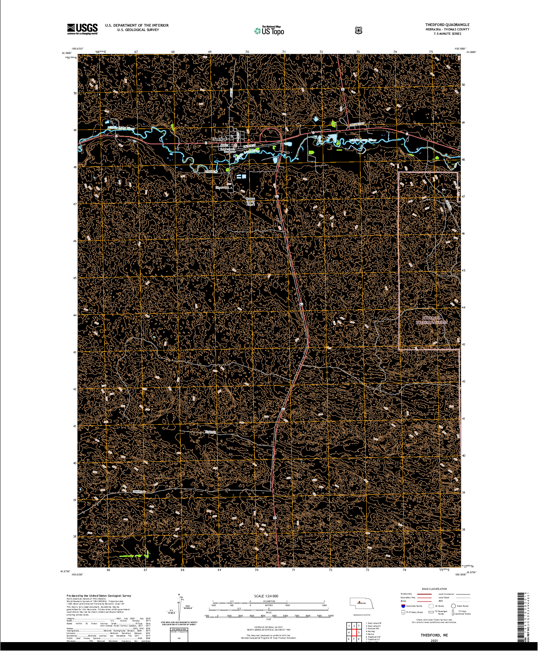 USGS US TOPO 7.5-MINUTE MAP FOR THEDFORD, NE 2021