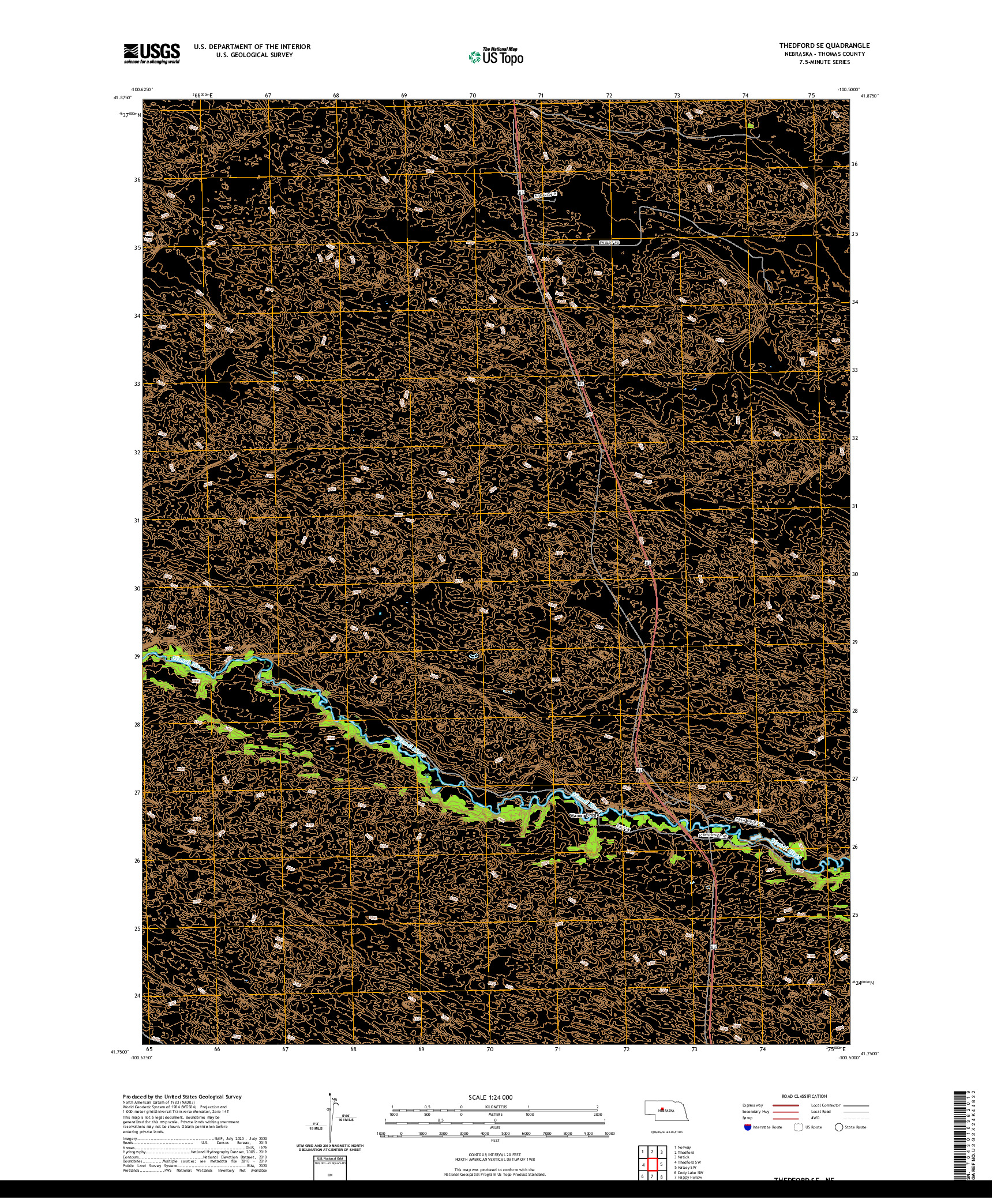 USGS US TOPO 7.5-MINUTE MAP FOR THEDFORD SE, NE 2021