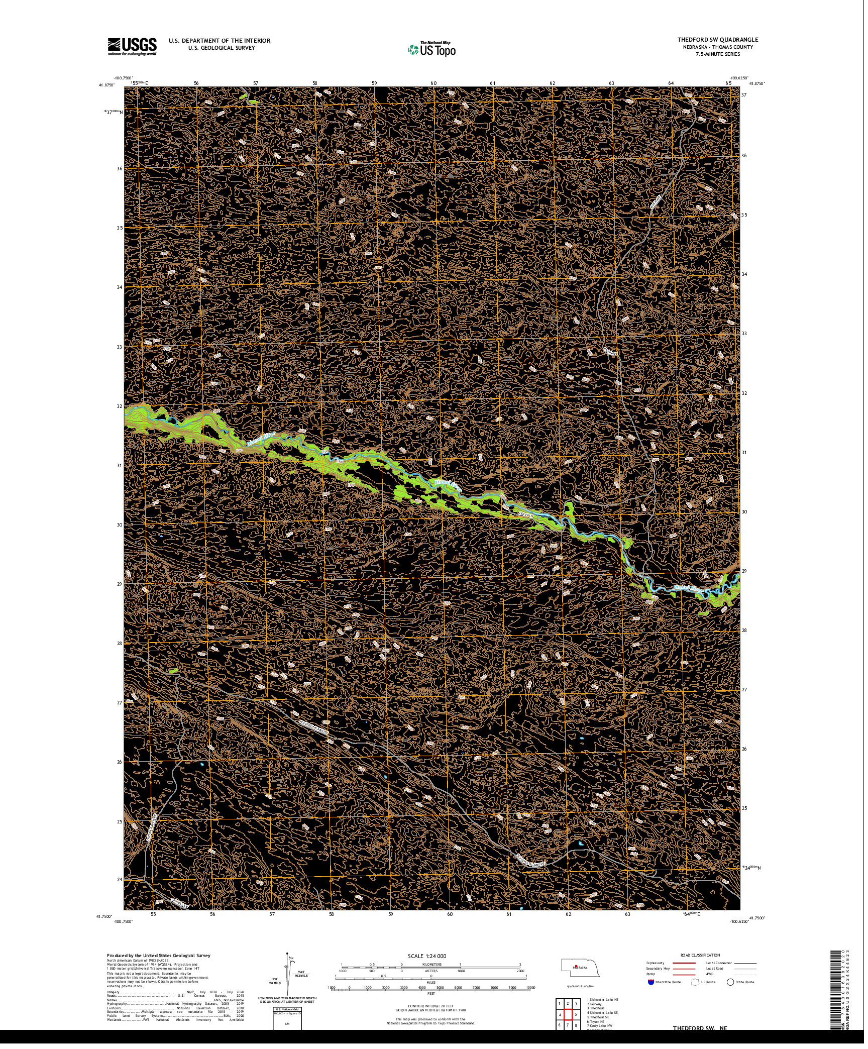 USGS US TOPO 7.5-MINUTE MAP FOR THEDFORD SW, NE 2021