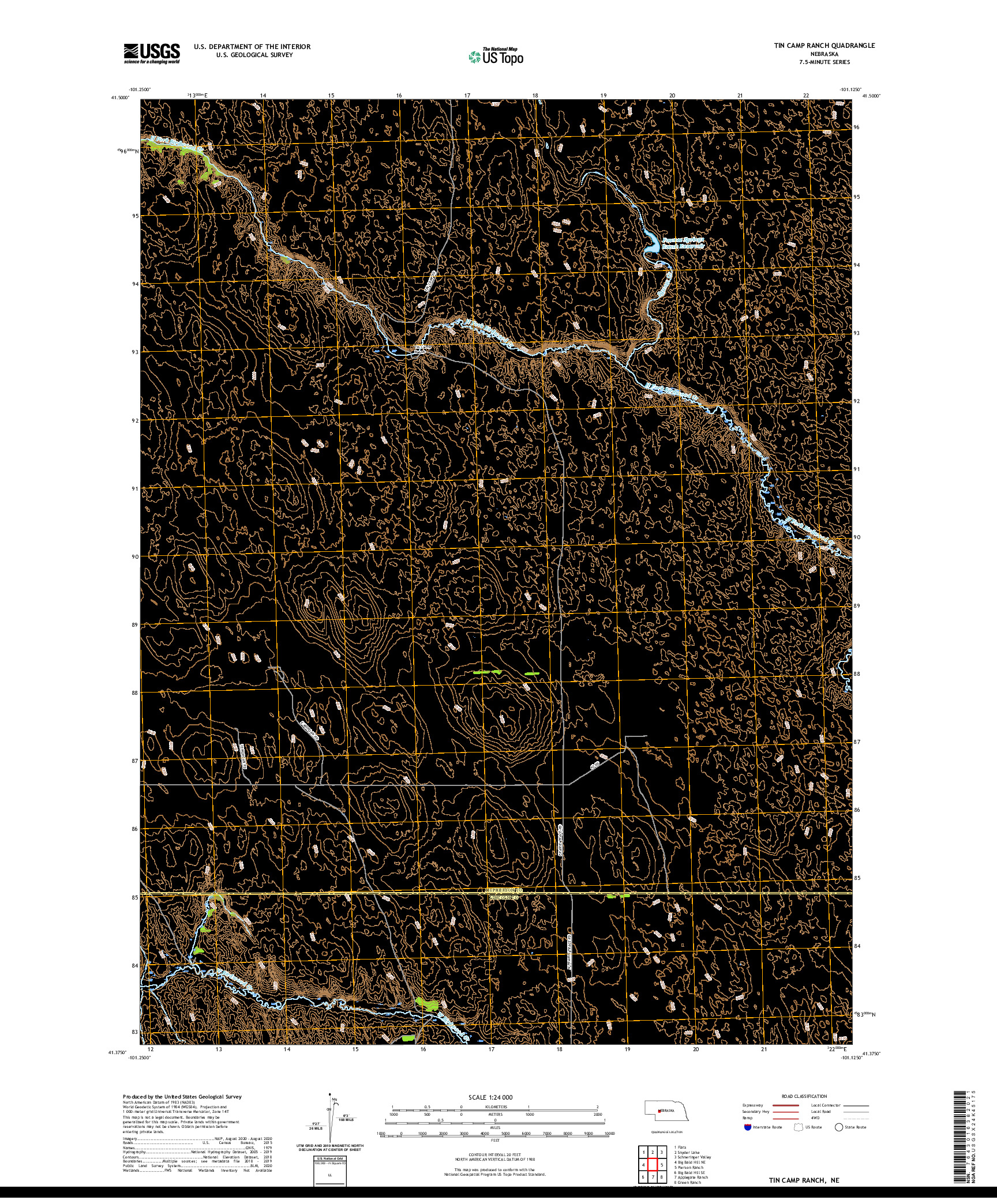 USGS US TOPO 7.5-MINUTE MAP FOR TIN CAMP RANCH, NE 2021