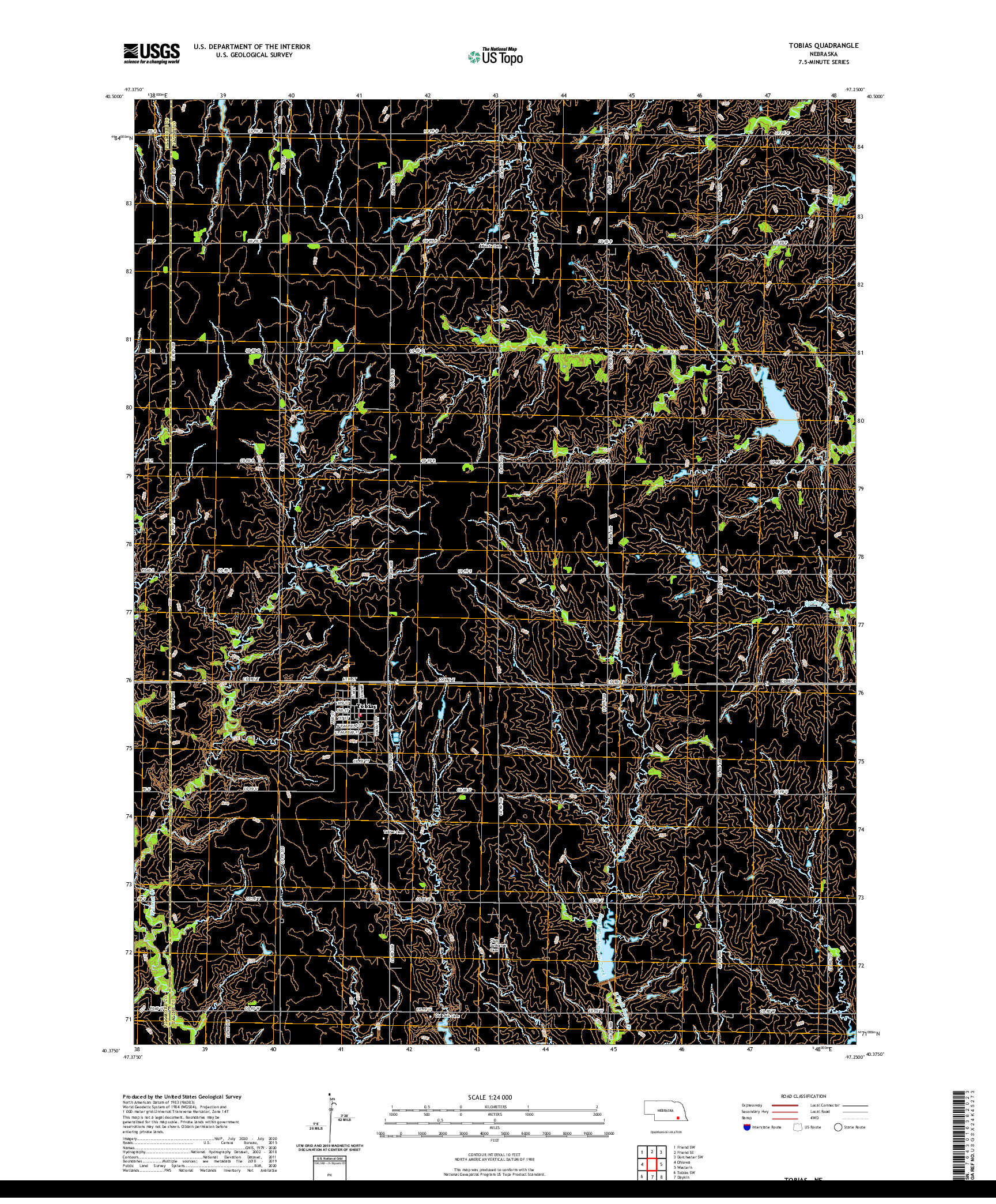 USGS US TOPO 7.5-MINUTE MAP FOR TOBIAS, NE 2021