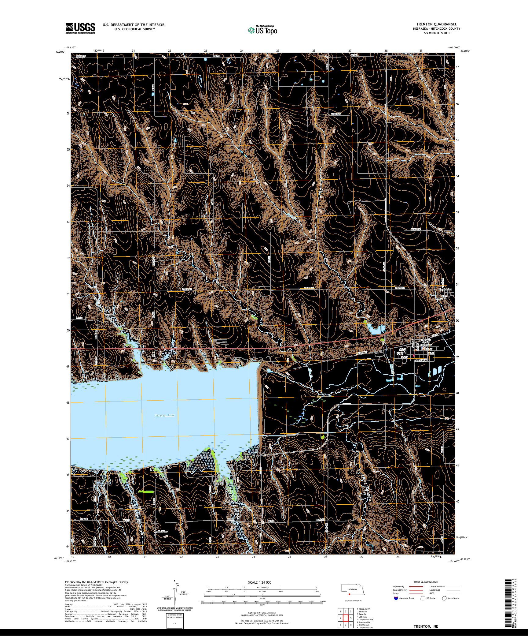 USGS US TOPO 7.5-MINUTE MAP FOR TRENTON, NE 2021