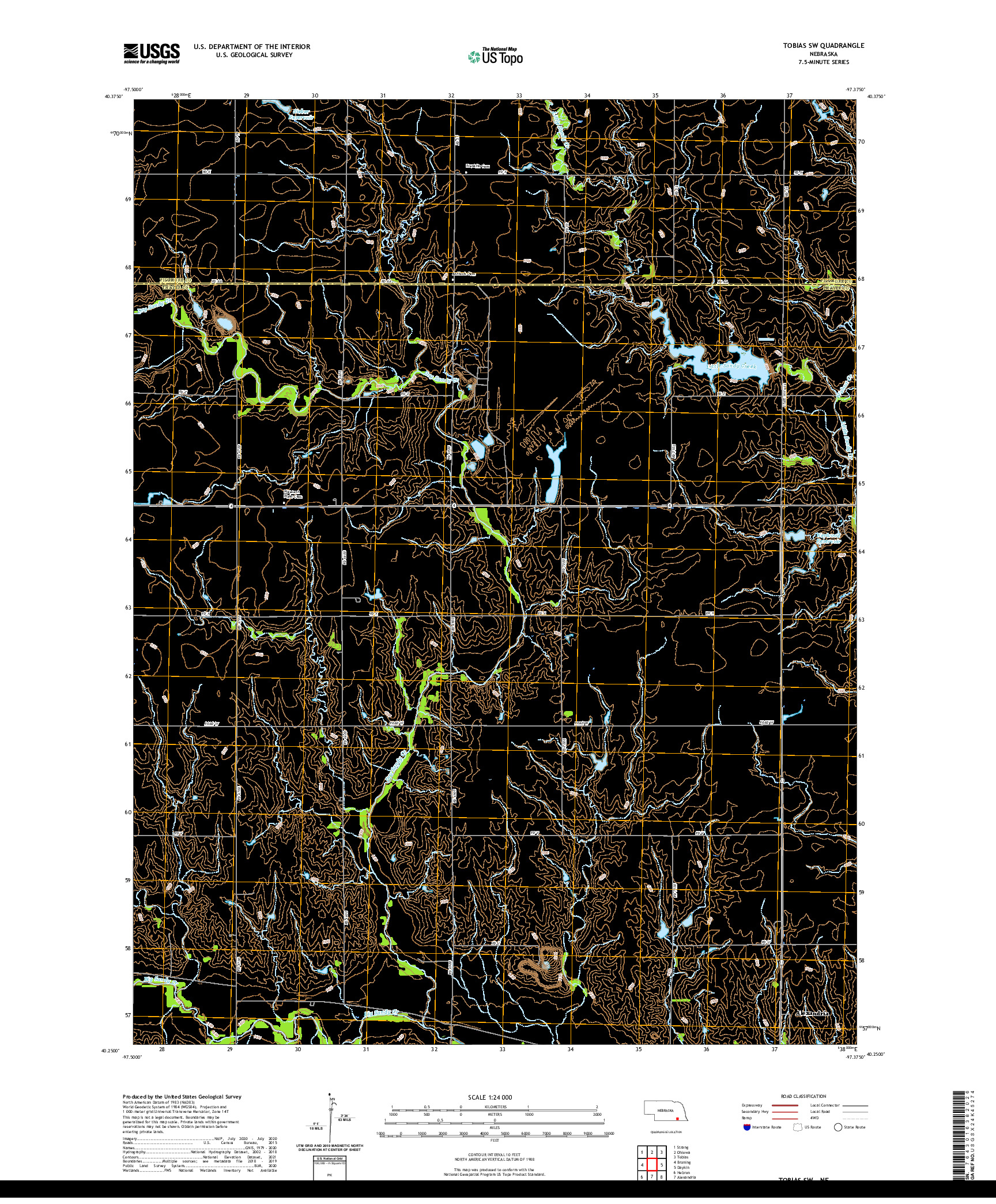 USGS US TOPO 7.5-MINUTE MAP FOR TOBIAS SW, NE 2021