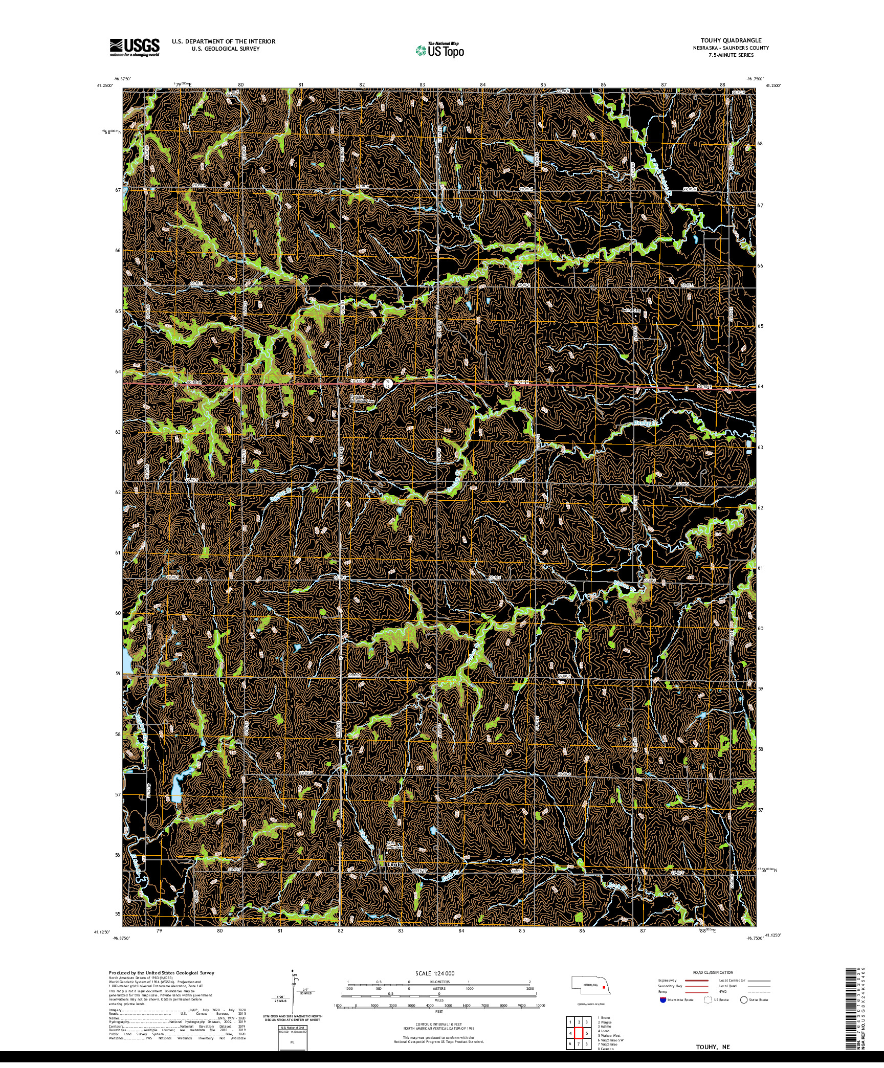 USGS US TOPO 7.5-MINUTE MAP FOR TOUHY, NE 2021