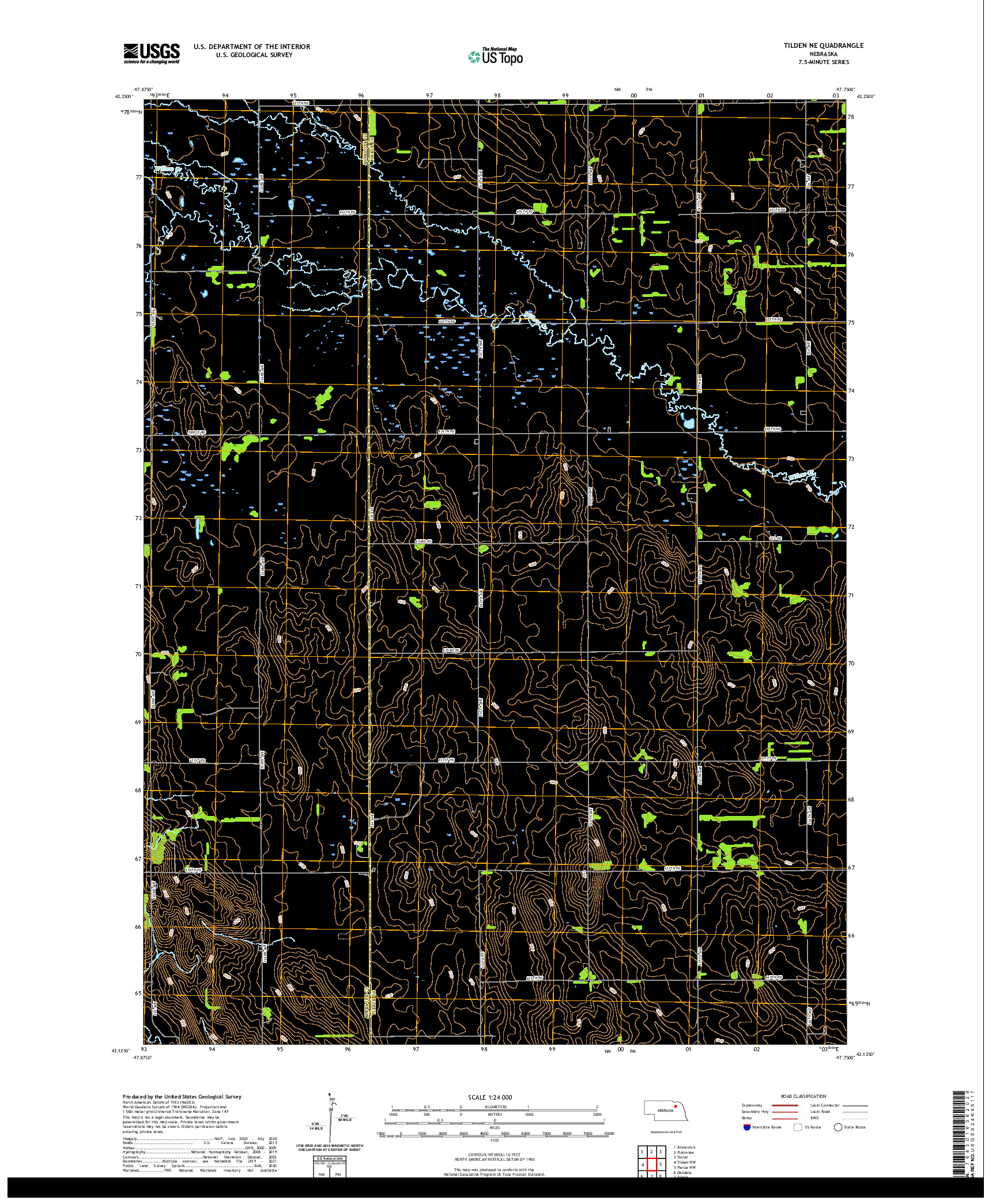 USGS US TOPO 7.5-MINUTE MAP FOR TILDEN NE, NE 2021