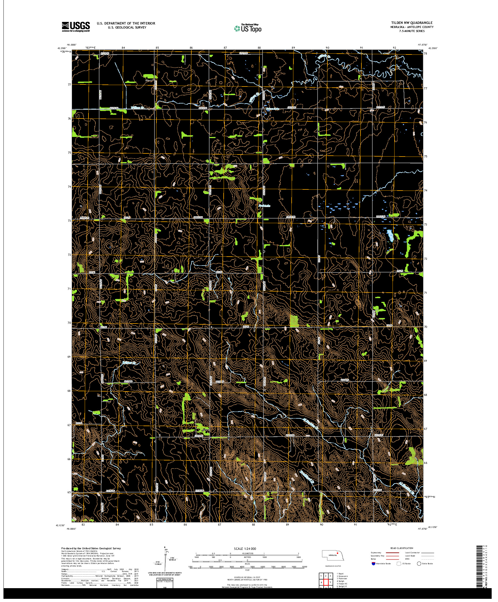 USGS US TOPO 7.5-MINUTE MAP FOR TILDEN NW, NE 2021