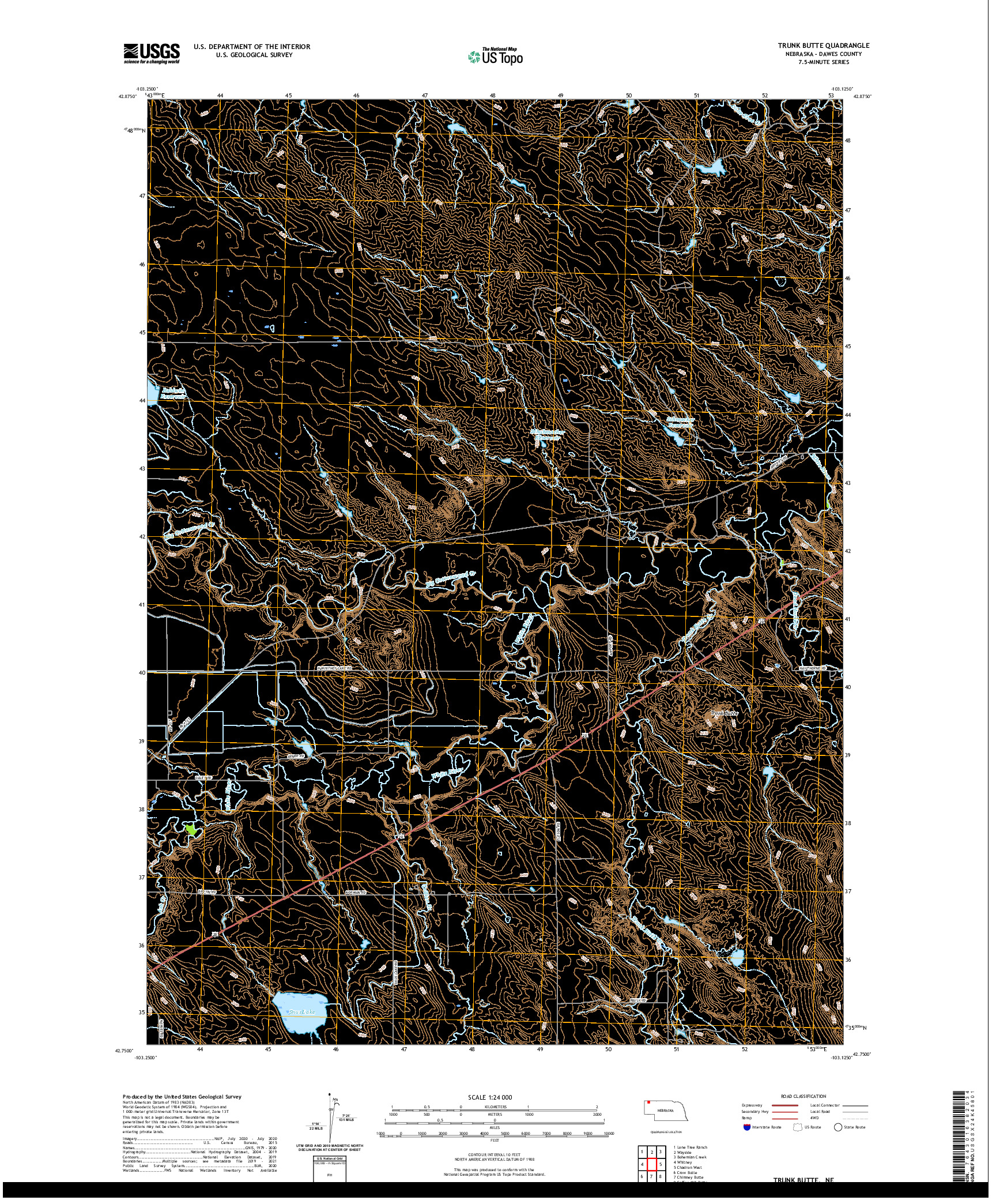 USGS US TOPO 7.5-MINUTE MAP FOR TRUNK BUTTE, NE 2021
