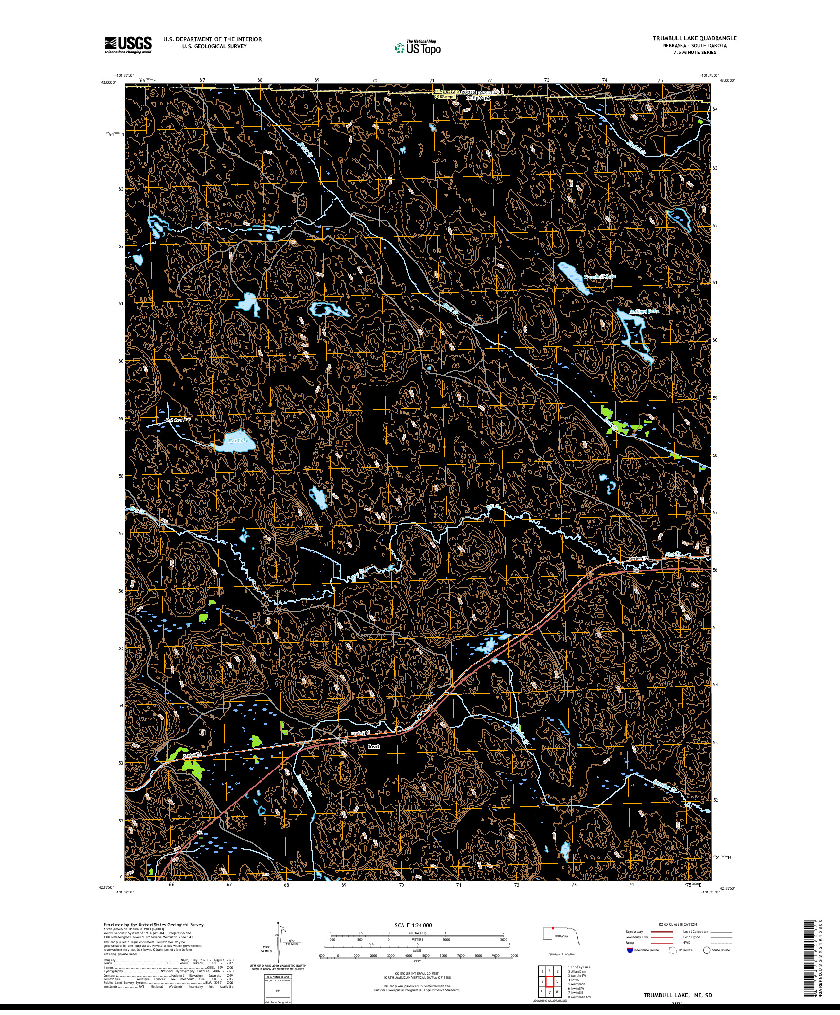 USGS US TOPO 7.5-MINUTE MAP FOR TRUMBULL LAKE, NE,SD 2021