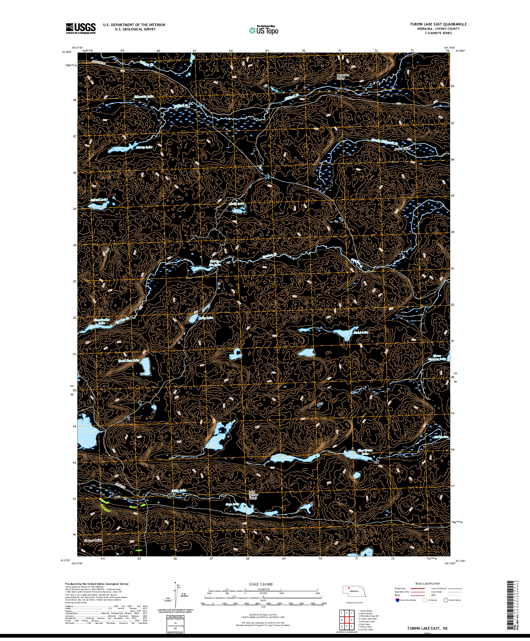 USGS US TOPO 7.5-MINUTE MAP FOR TURPIN LAKE EAST, NE 2021