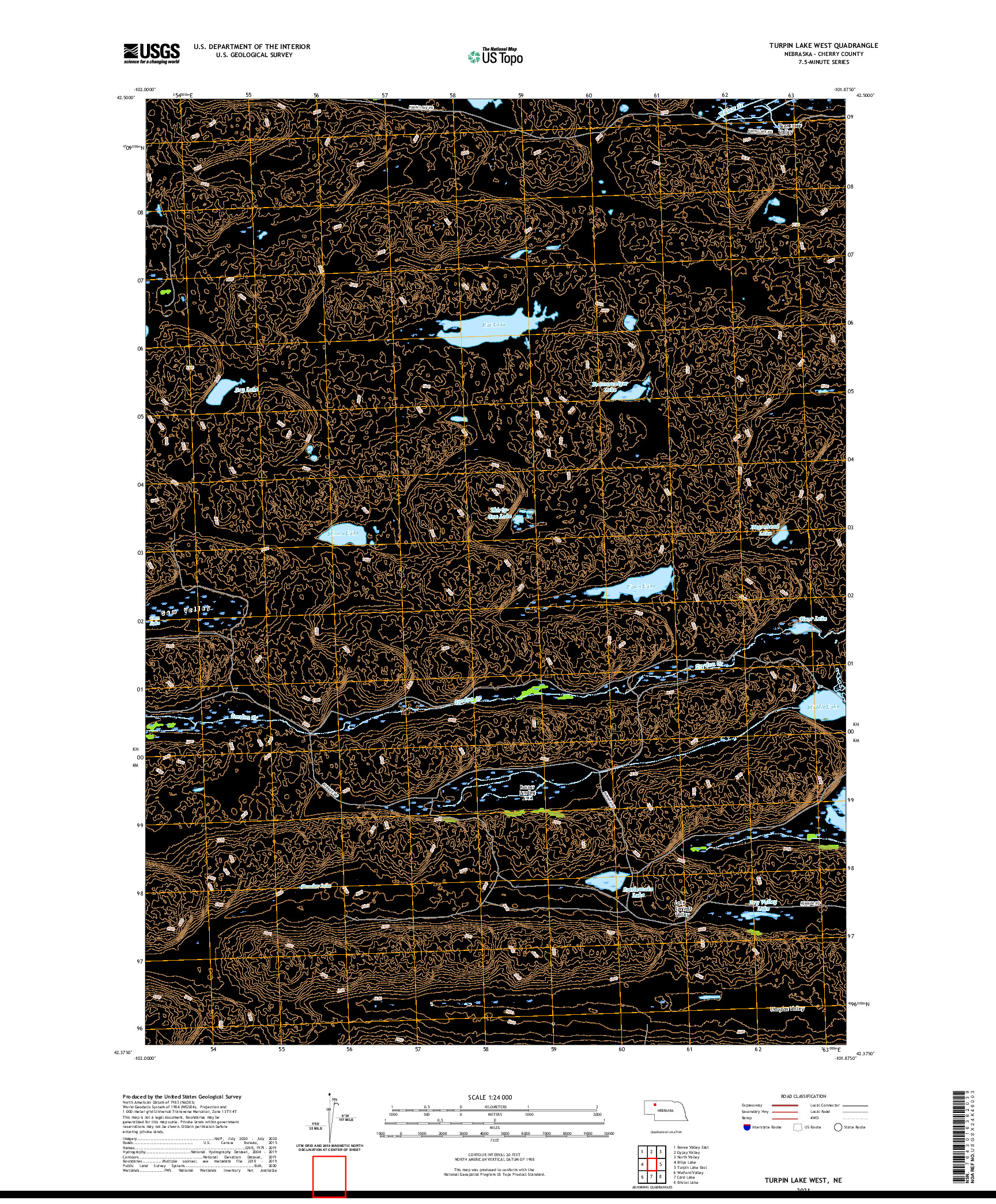 USGS US TOPO 7.5-MINUTE MAP FOR TURPIN LAKE WEST, NE 2021