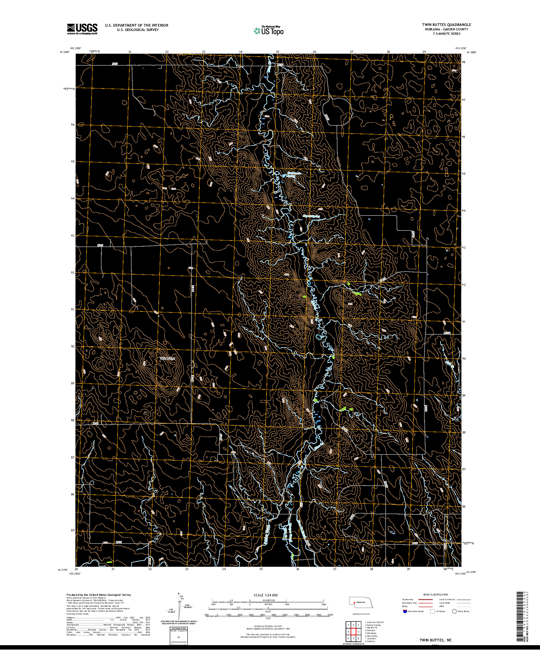 USGS US TOPO 7.5-MINUTE MAP FOR TWIN BUTTES, NE 2021