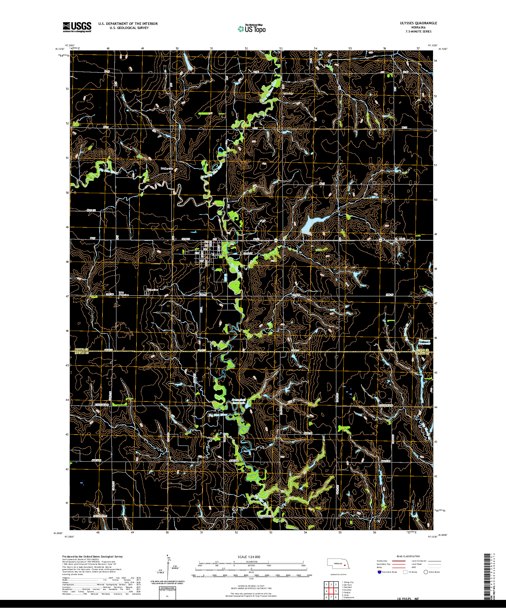 USGS US TOPO 7.5-MINUTE MAP FOR ULYSSES, NE 2021