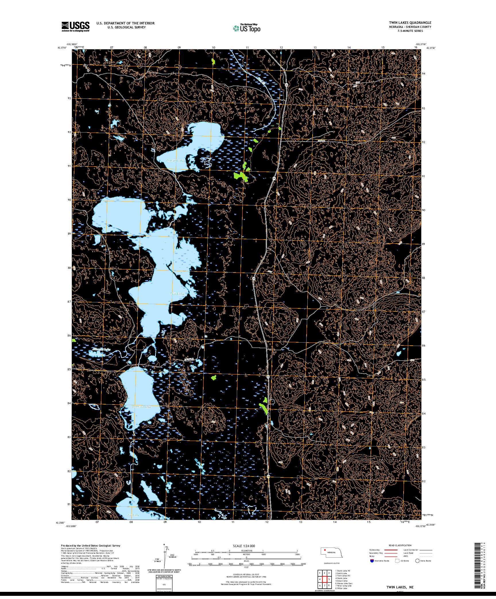 USGS US TOPO 7.5-MINUTE MAP FOR TWIN LAKES, NE 2021