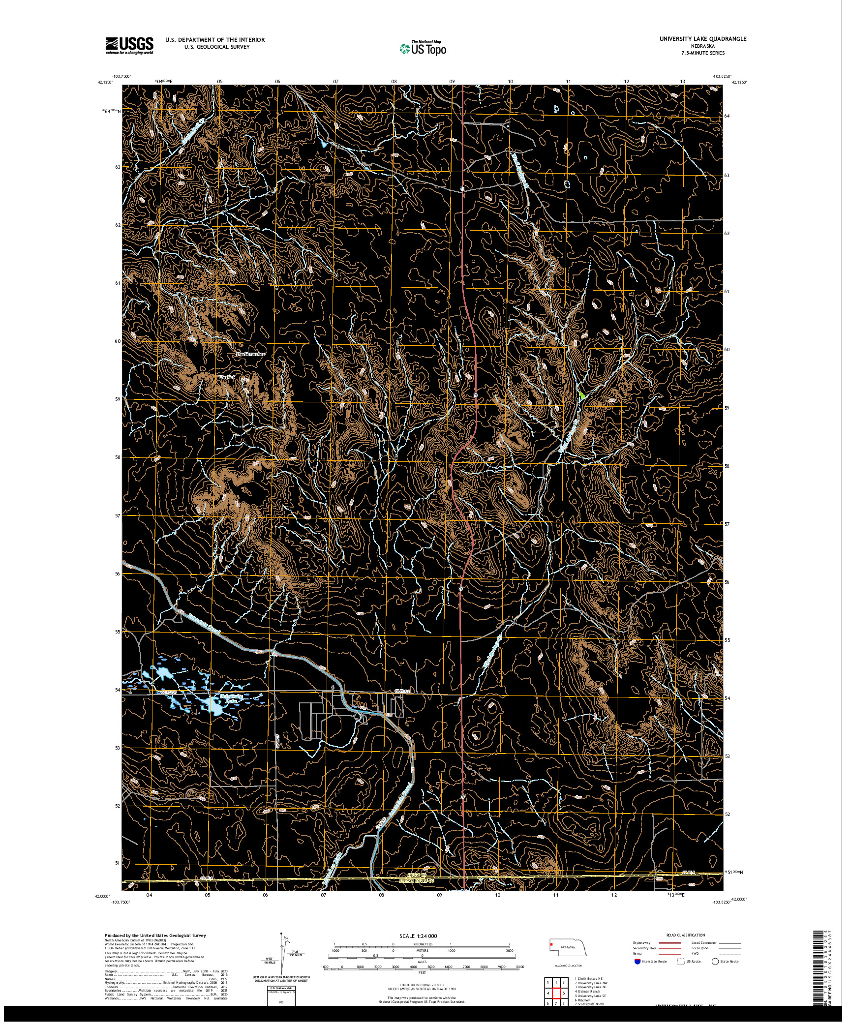 USGS US TOPO 7.5-MINUTE MAP FOR UNIVERSITY LAKE, NE 2021