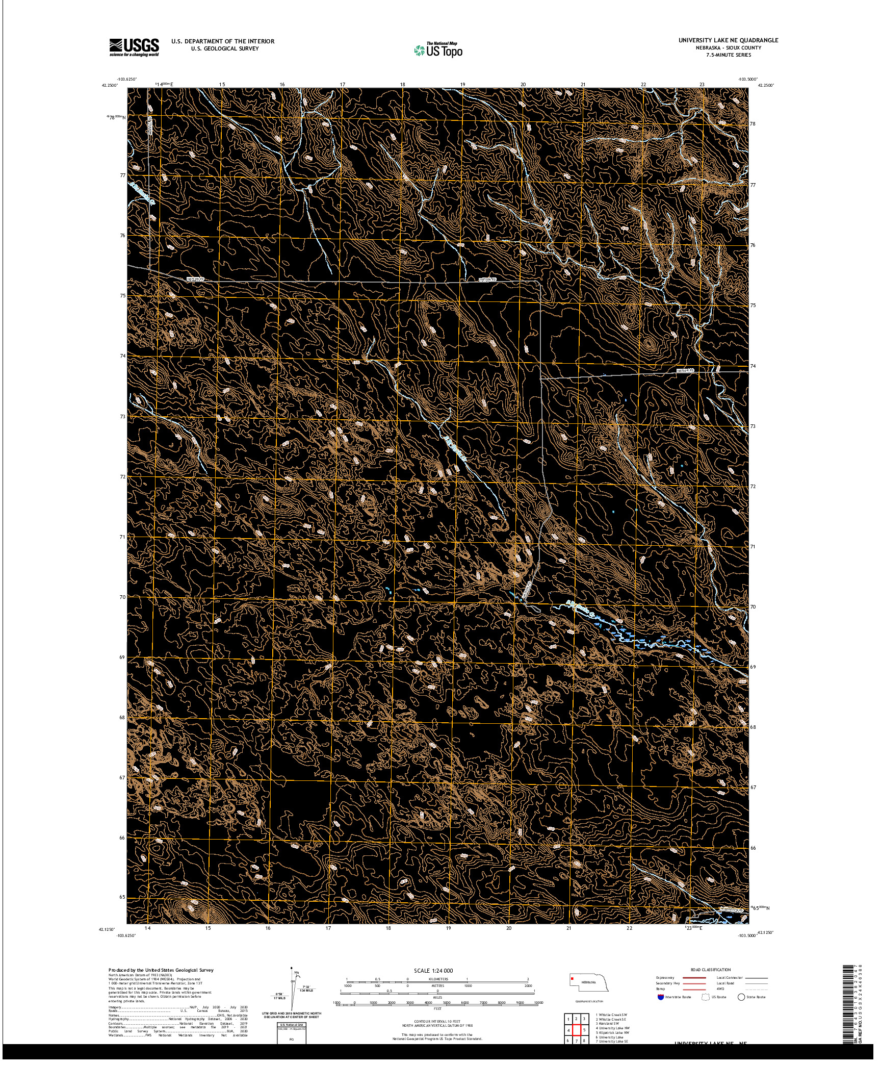 USGS US TOPO 7.5-MINUTE MAP FOR UNIVERSITY LAKE NE, NE 2021