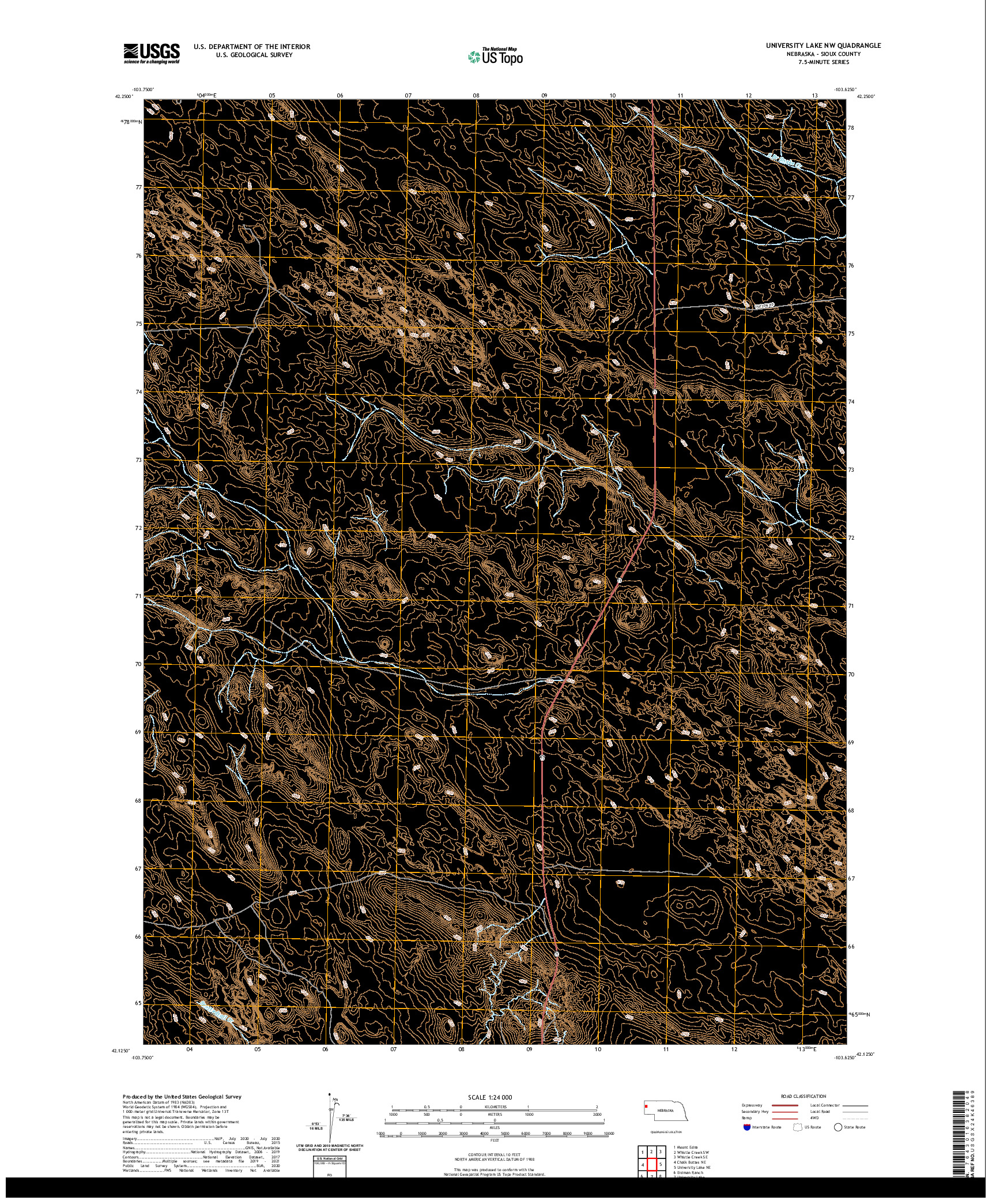 USGS US TOPO 7.5-MINUTE MAP FOR UNIVERSITY LAKE NW, NE 2021