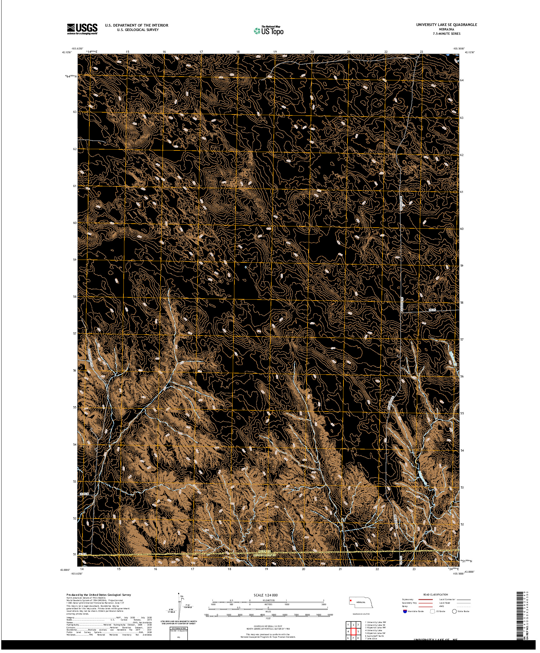 USGS US TOPO 7.5-MINUTE MAP FOR UNIVERSITY LAKE SE, NE 2021