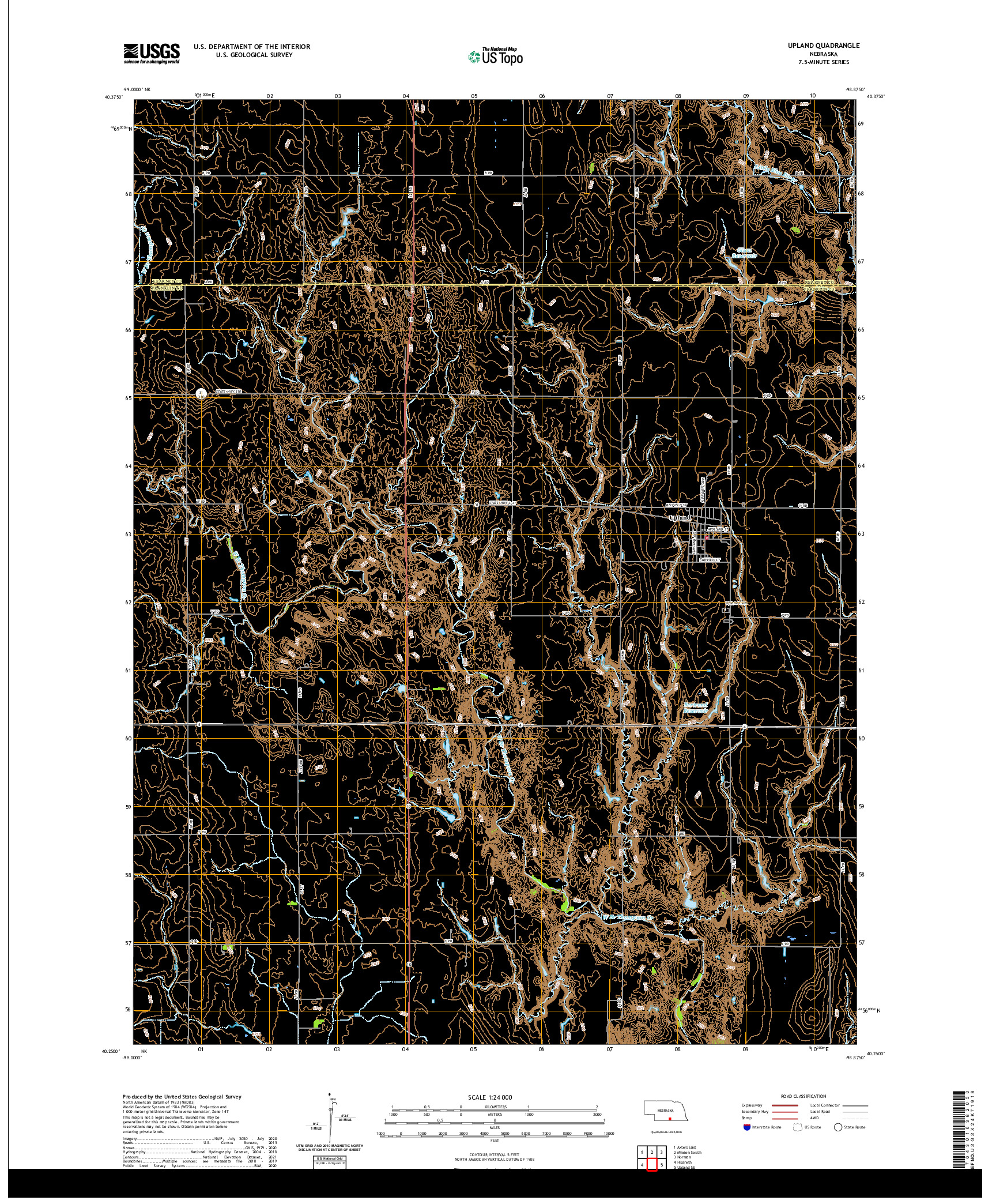 USGS US TOPO 7.5-MINUTE MAP FOR UPLAND, NE 2021