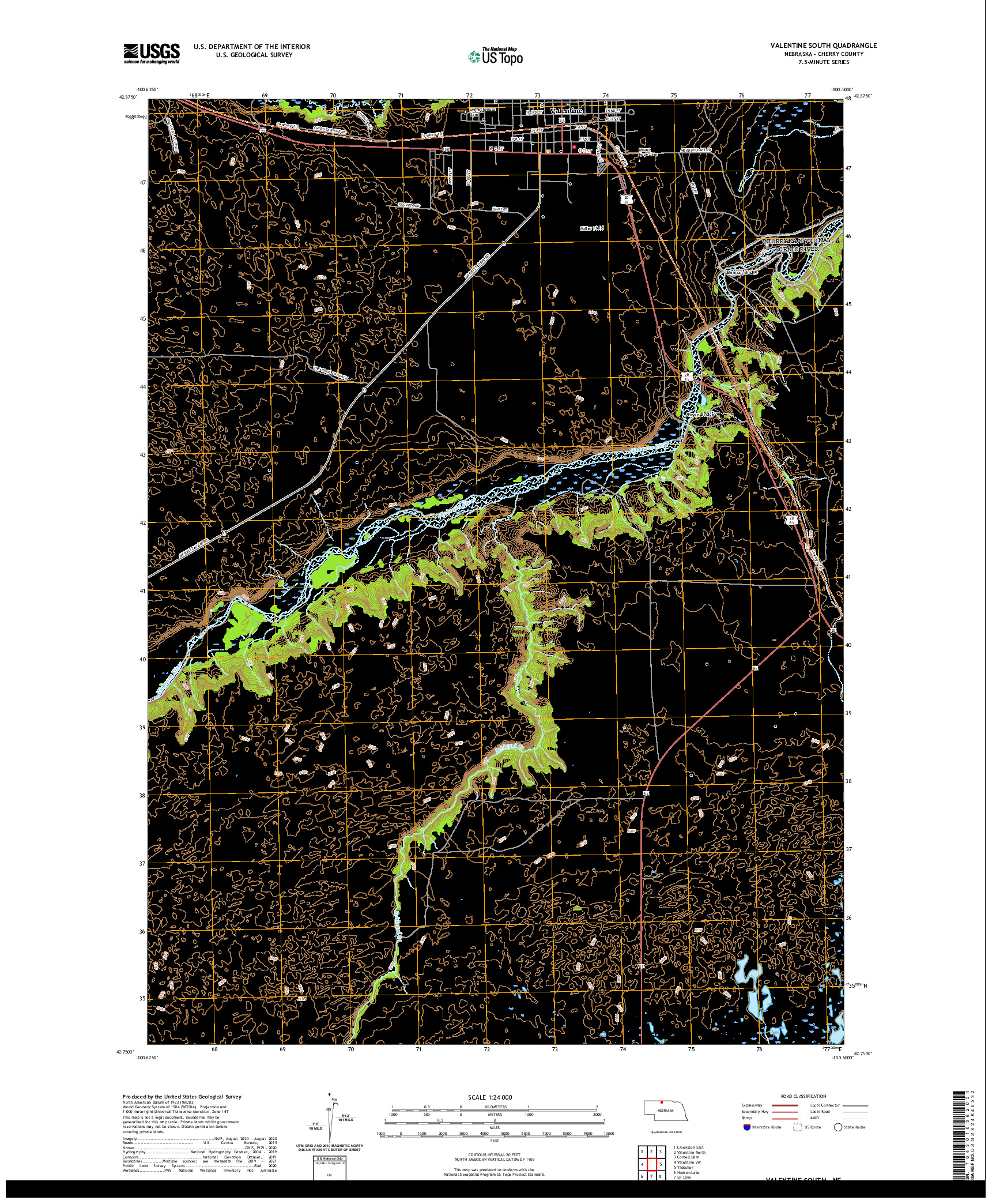 USGS US TOPO 7.5-MINUTE MAP FOR VALENTINE SOUTH, NE 2021