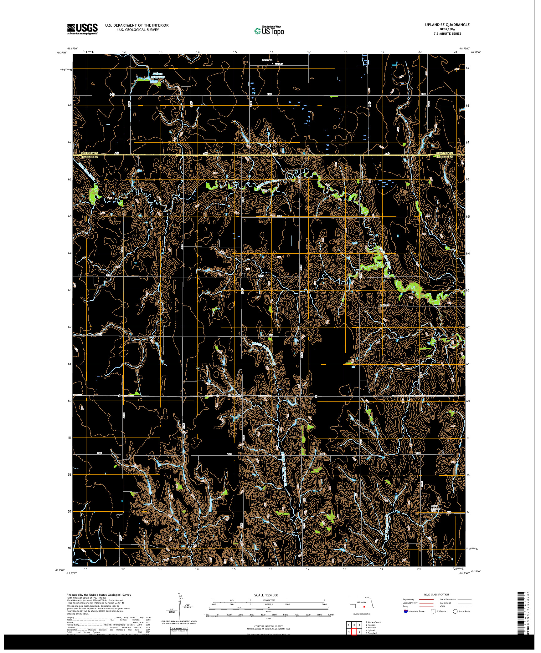USGS US TOPO 7.5-MINUTE MAP FOR UPLAND SE, NE 2021