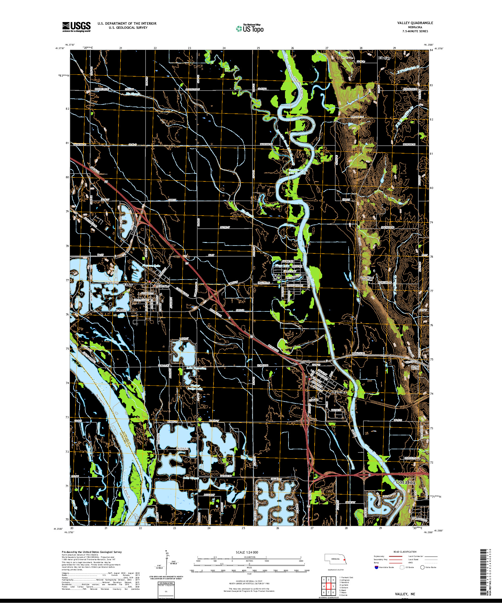 USGS US TOPO 7.5-MINUTE MAP FOR VALLEY, NE 2021