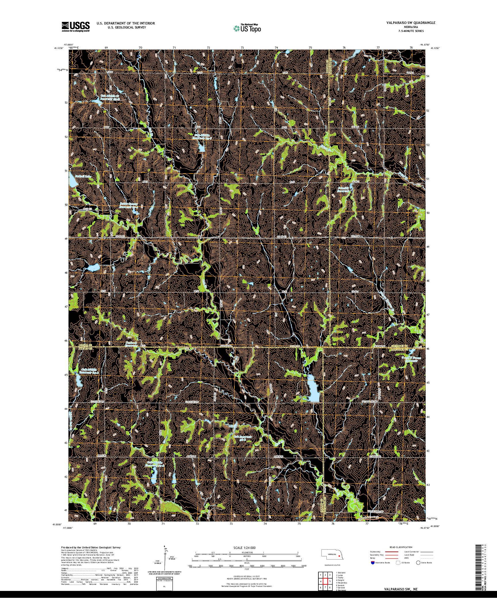 USGS US TOPO 7.5-MINUTE MAP FOR VALPARAISO SW, NE 2021