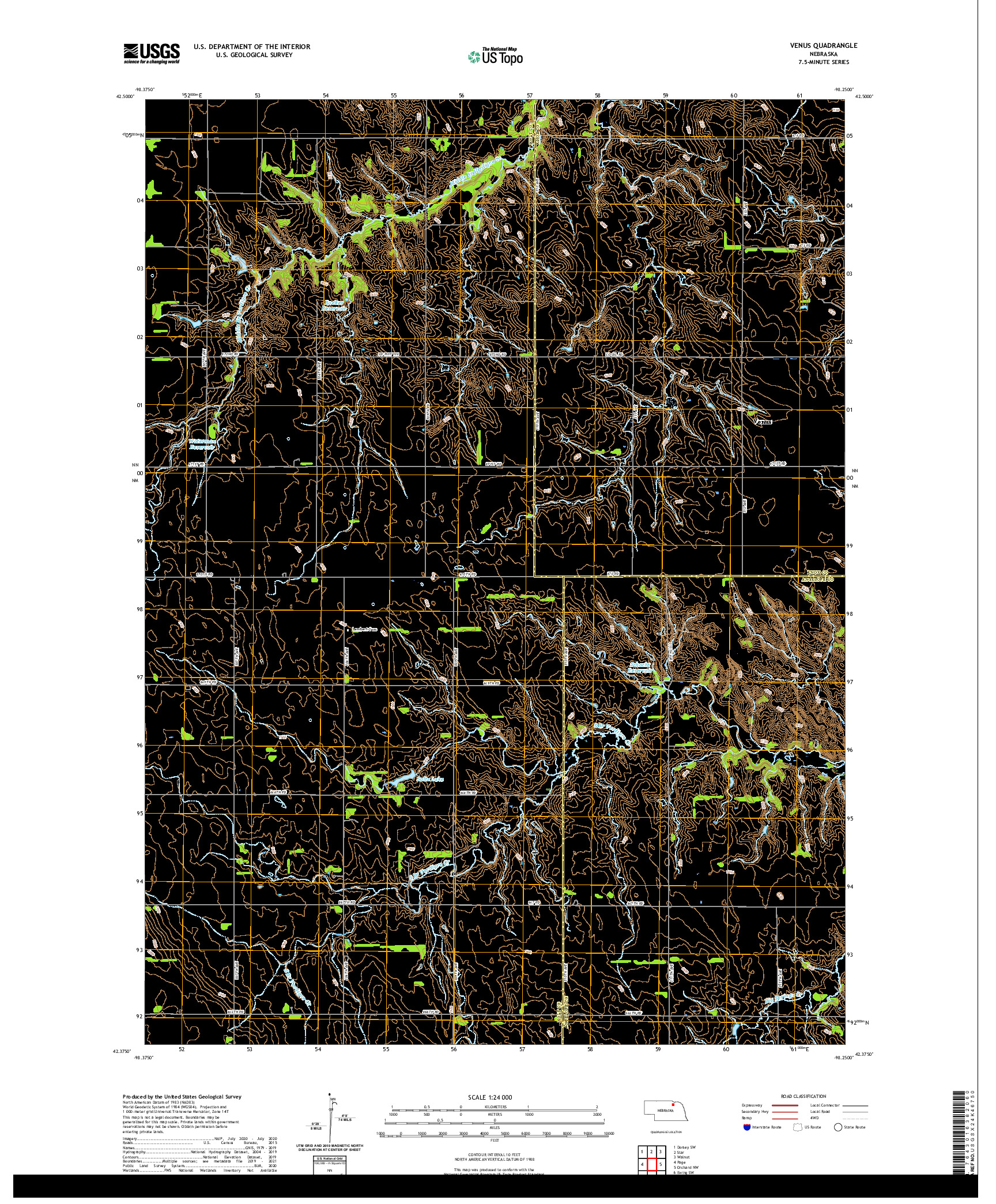 USGS US TOPO 7.5-MINUTE MAP FOR VENUS, NE 2021