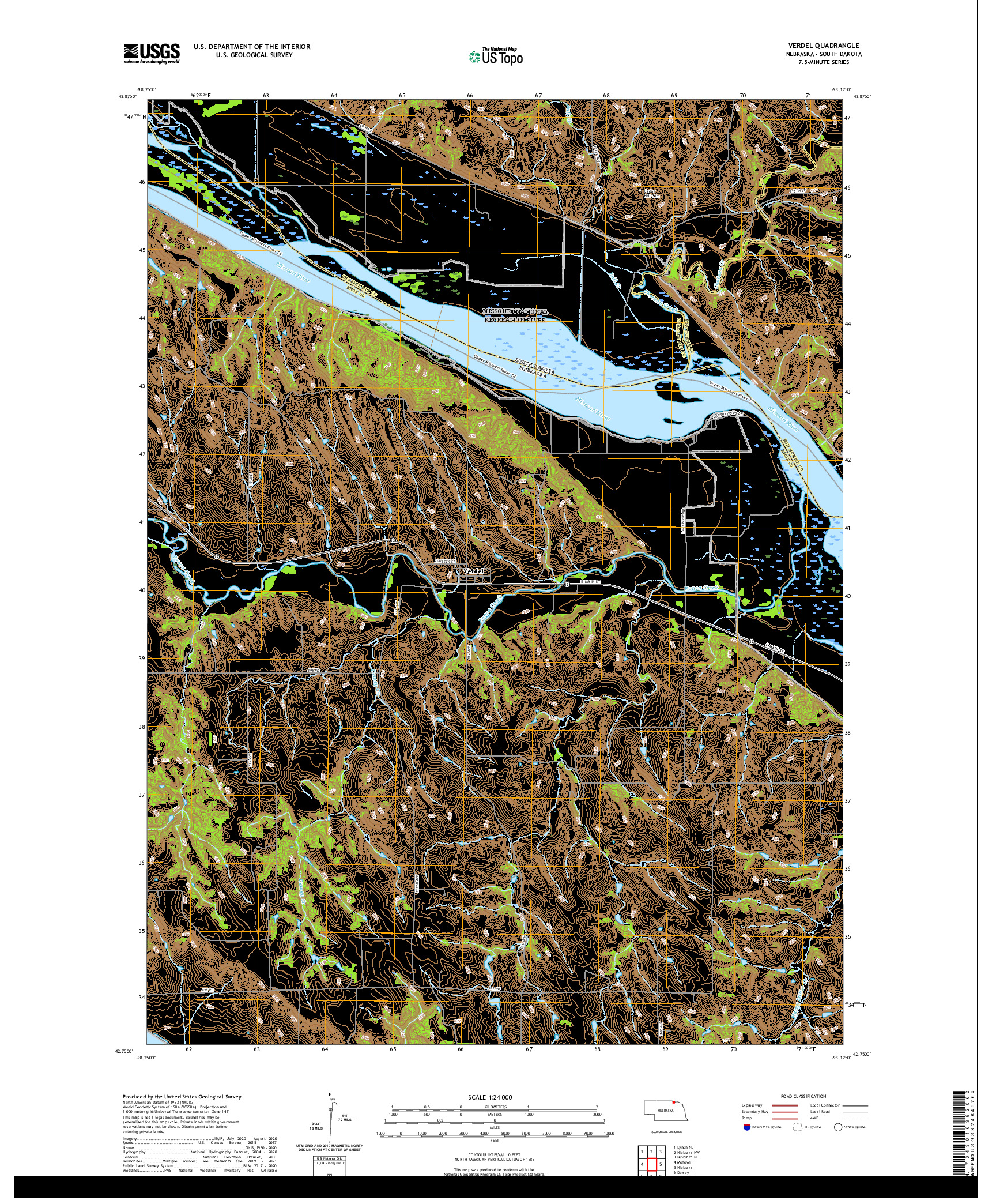 USGS US TOPO 7.5-MINUTE MAP FOR VERDEL, NE,SD 2021