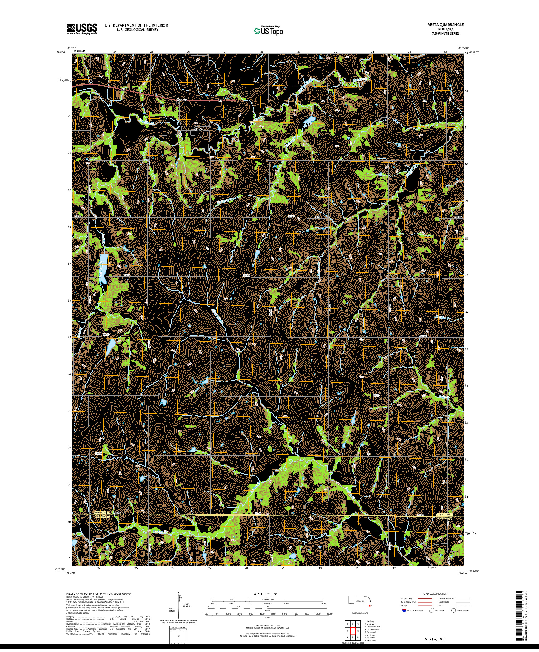 USGS US TOPO 7.5-MINUTE MAP FOR VESTA, NE 2021