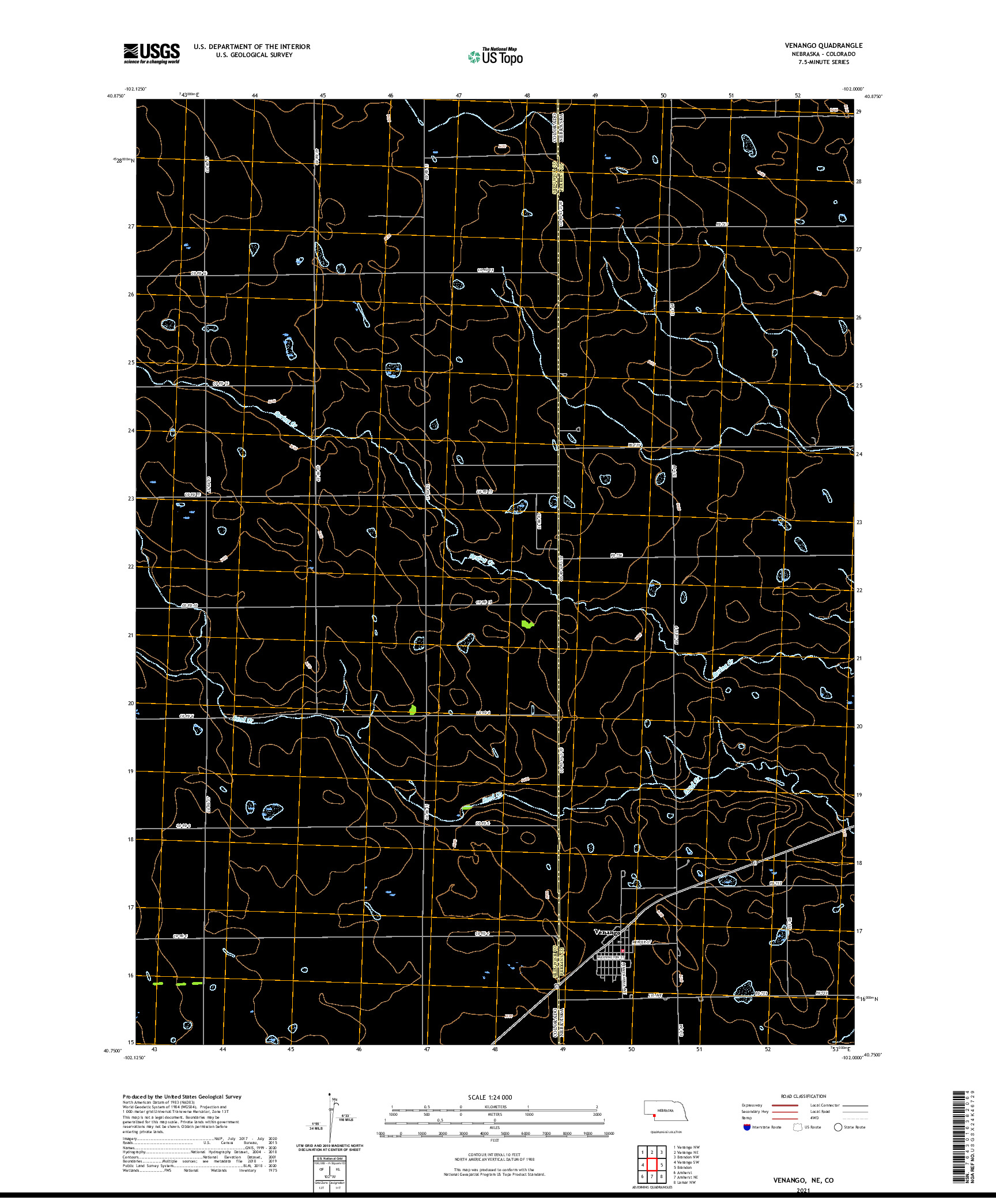 USGS US TOPO 7.5-MINUTE MAP FOR VENANGO, NE,CO 2021