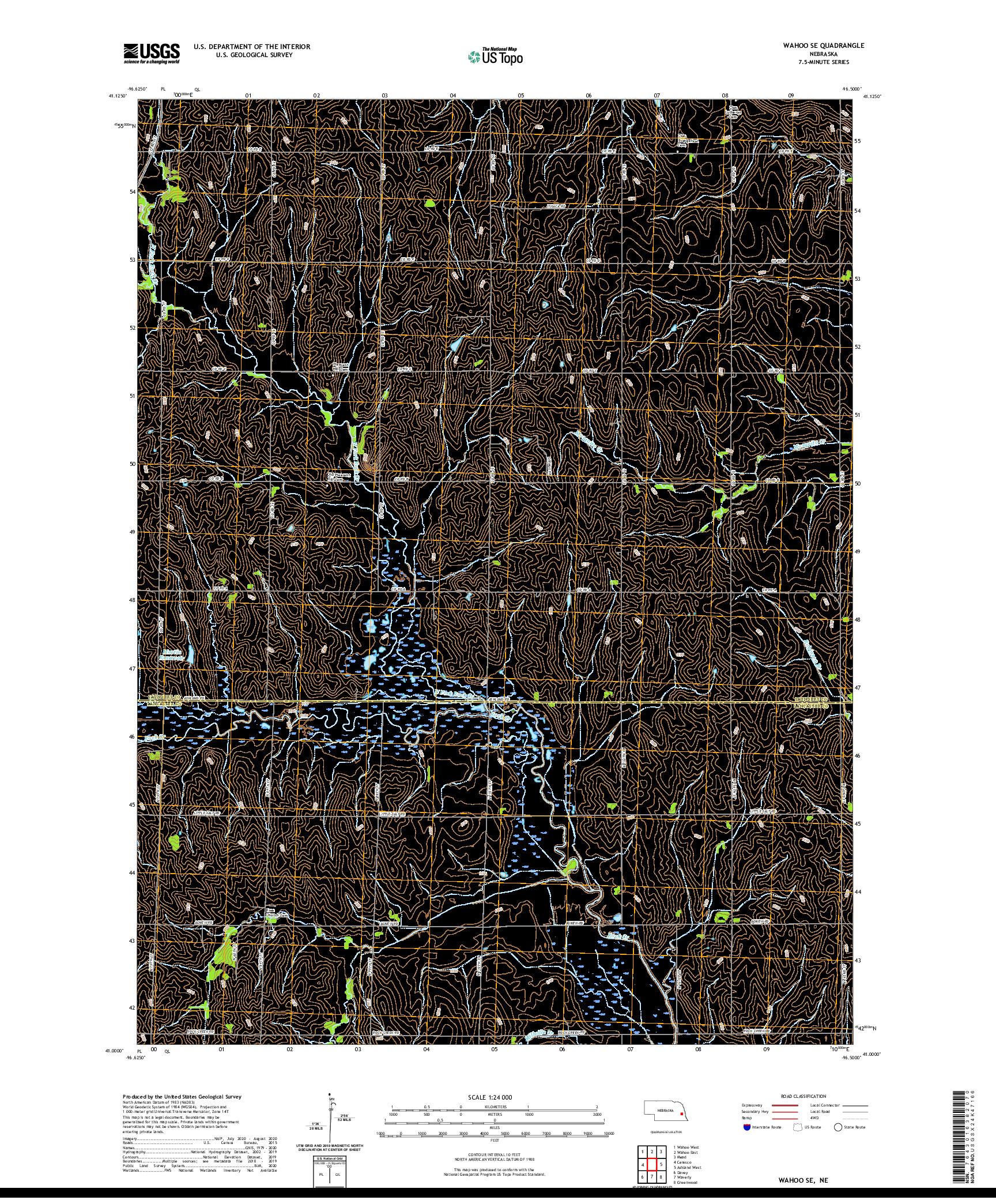 USGS US TOPO 7.5-MINUTE MAP FOR WAHOO SE, NE 2021