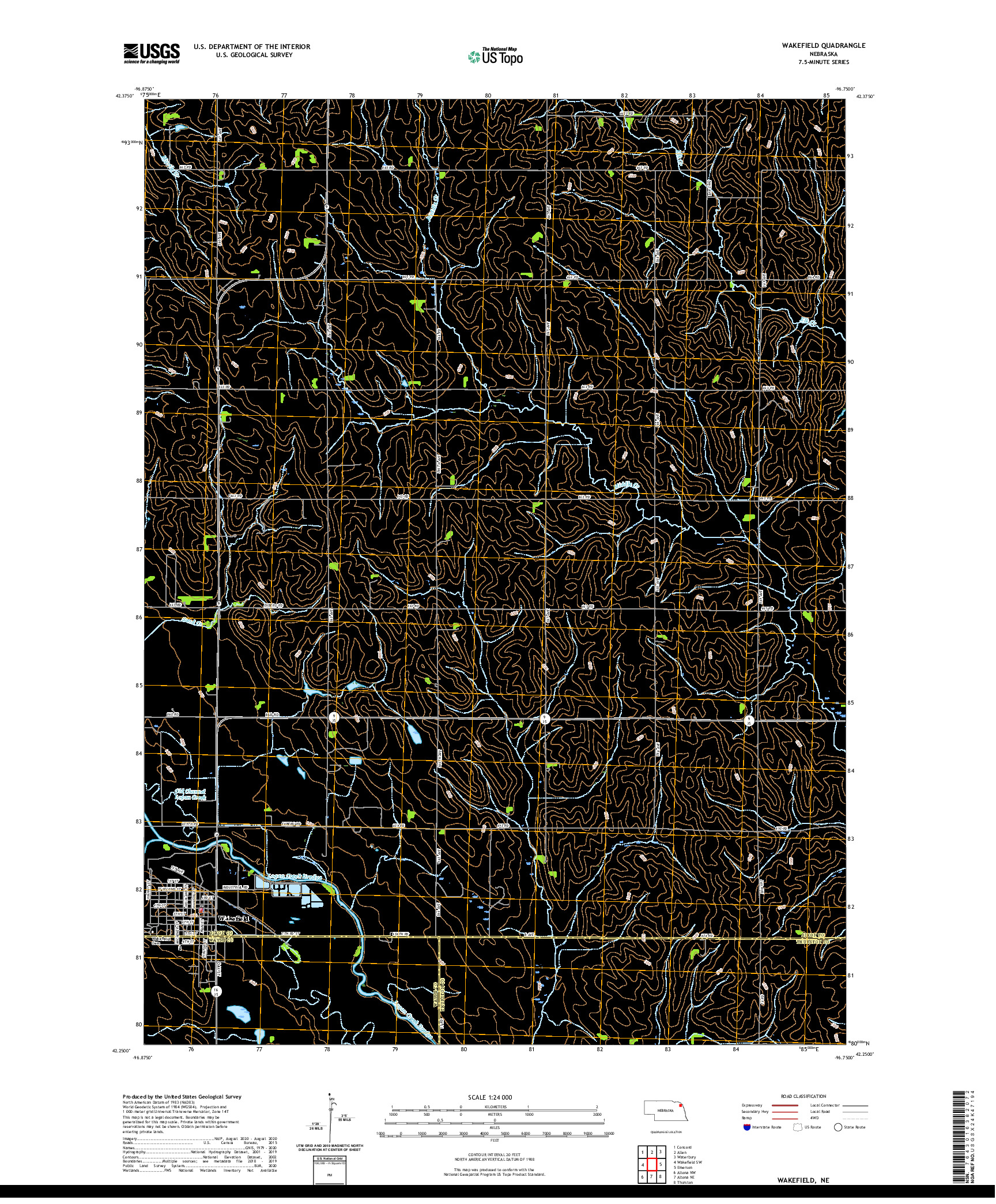 USGS US TOPO 7.5-MINUTE MAP FOR WAKEFIELD, NE 2021
