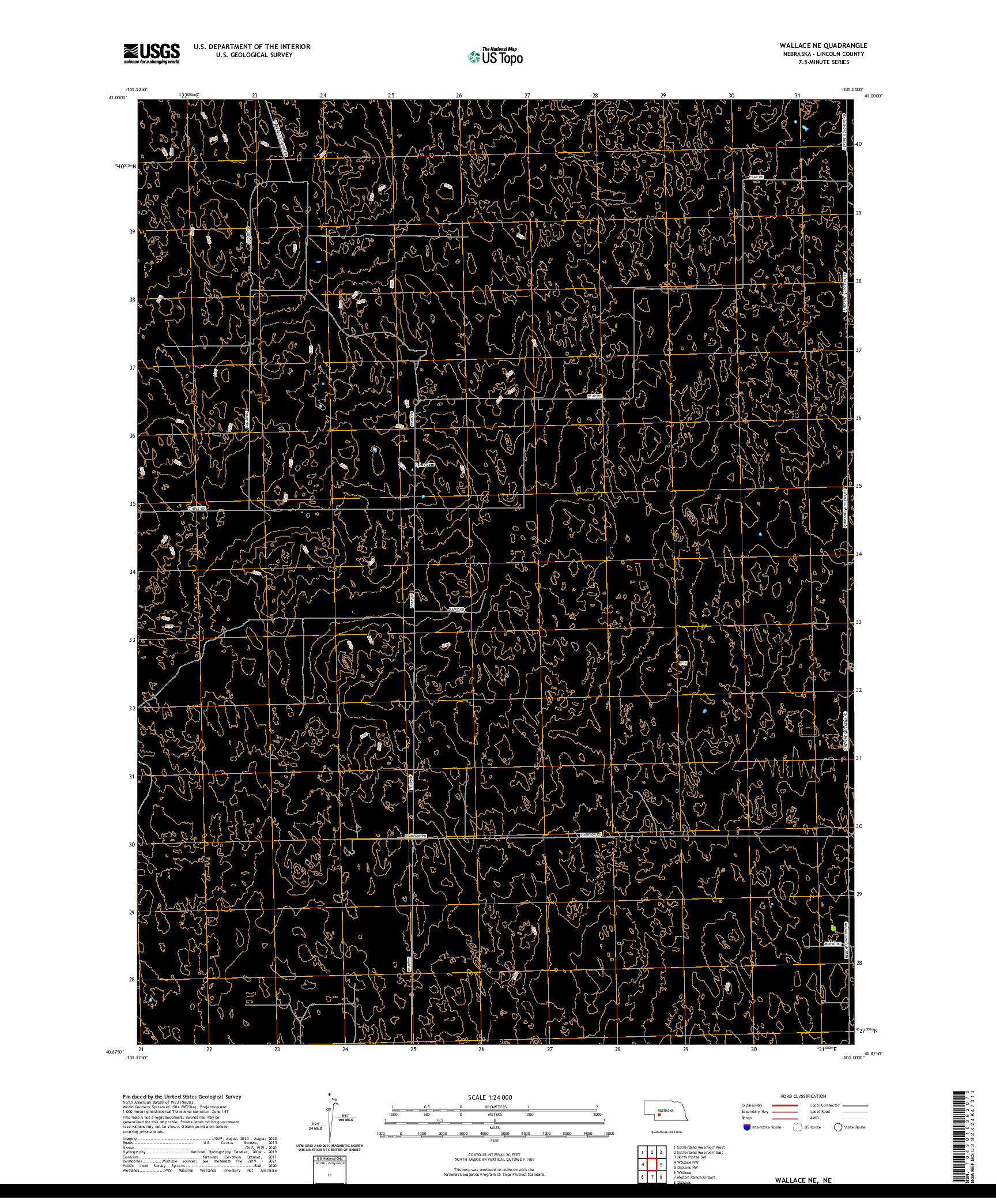 USGS US TOPO 7.5-MINUTE MAP FOR WALLACE NE, NE 2021