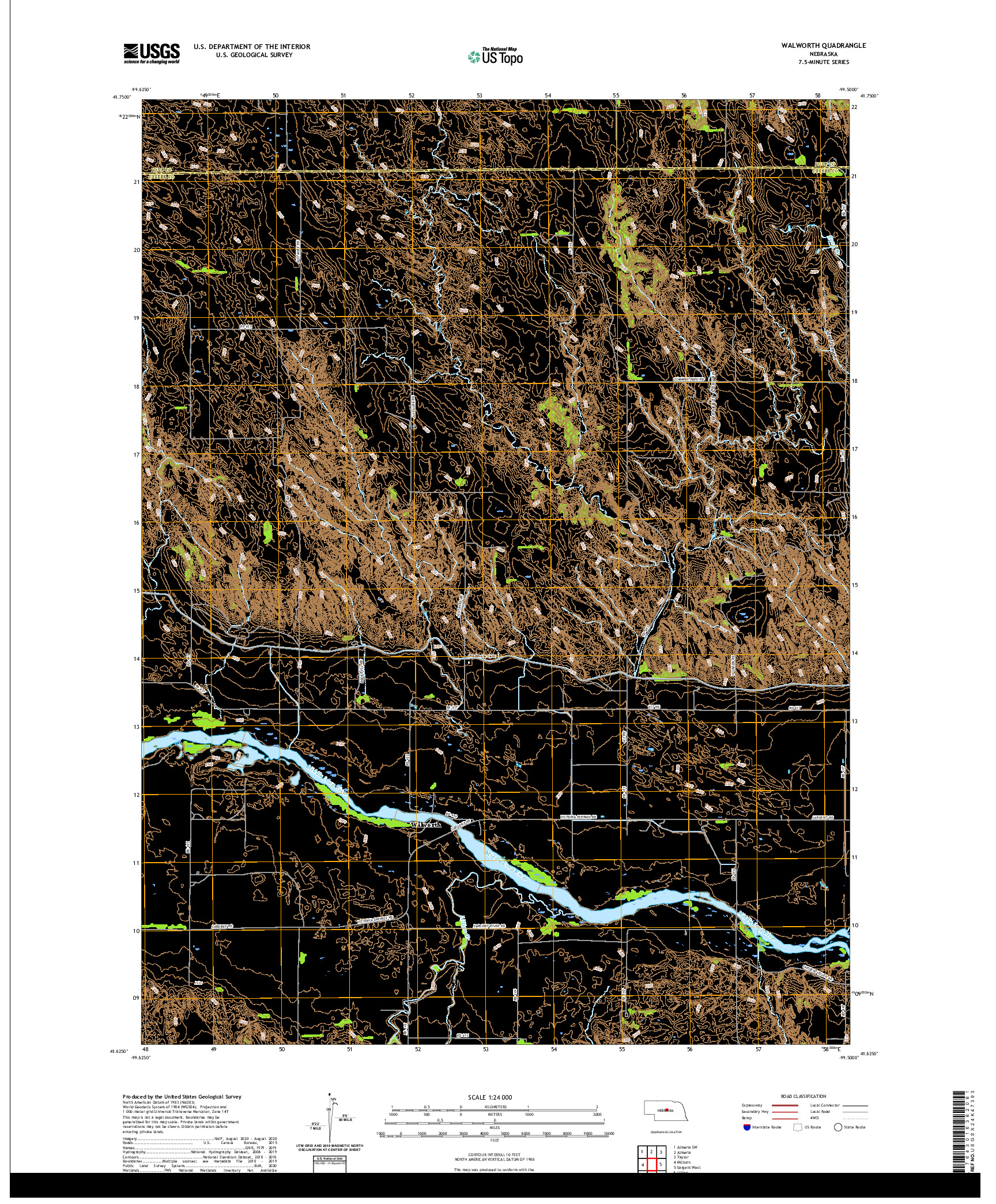USGS US TOPO 7.5-MINUTE MAP FOR WALWORTH, NE 2021