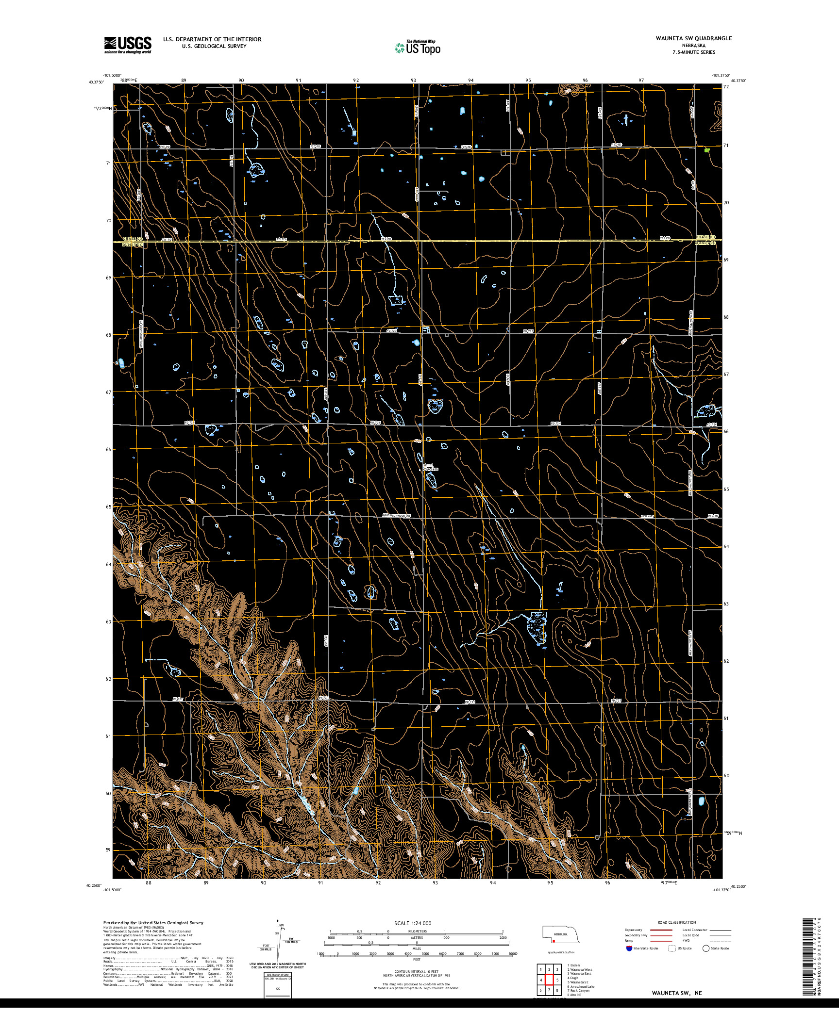 USGS US TOPO 7.5-MINUTE MAP FOR WAUNETA SW, NE 2021