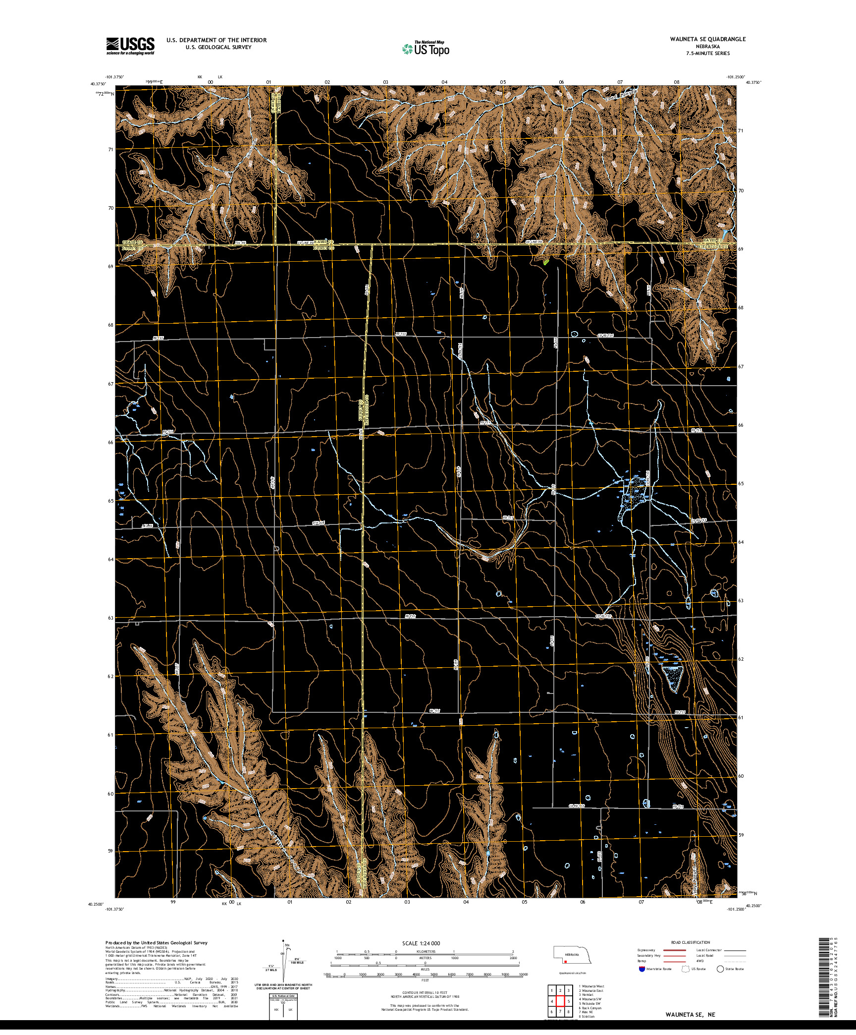 USGS US TOPO 7.5-MINUTE MAP FOR WAUNETA SE, NE 2021