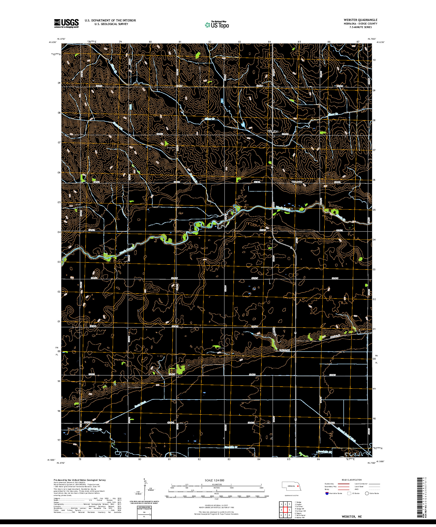 USGS US TOPO 7.5-MINUTE MAP FOR WEBSTER, NE 2021