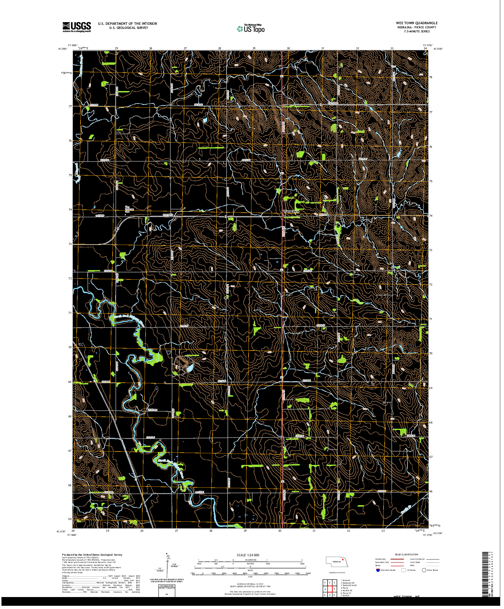 USGS US TOPO 7.5-MINUTE MAP FOR WEE TOWN, NE 2021