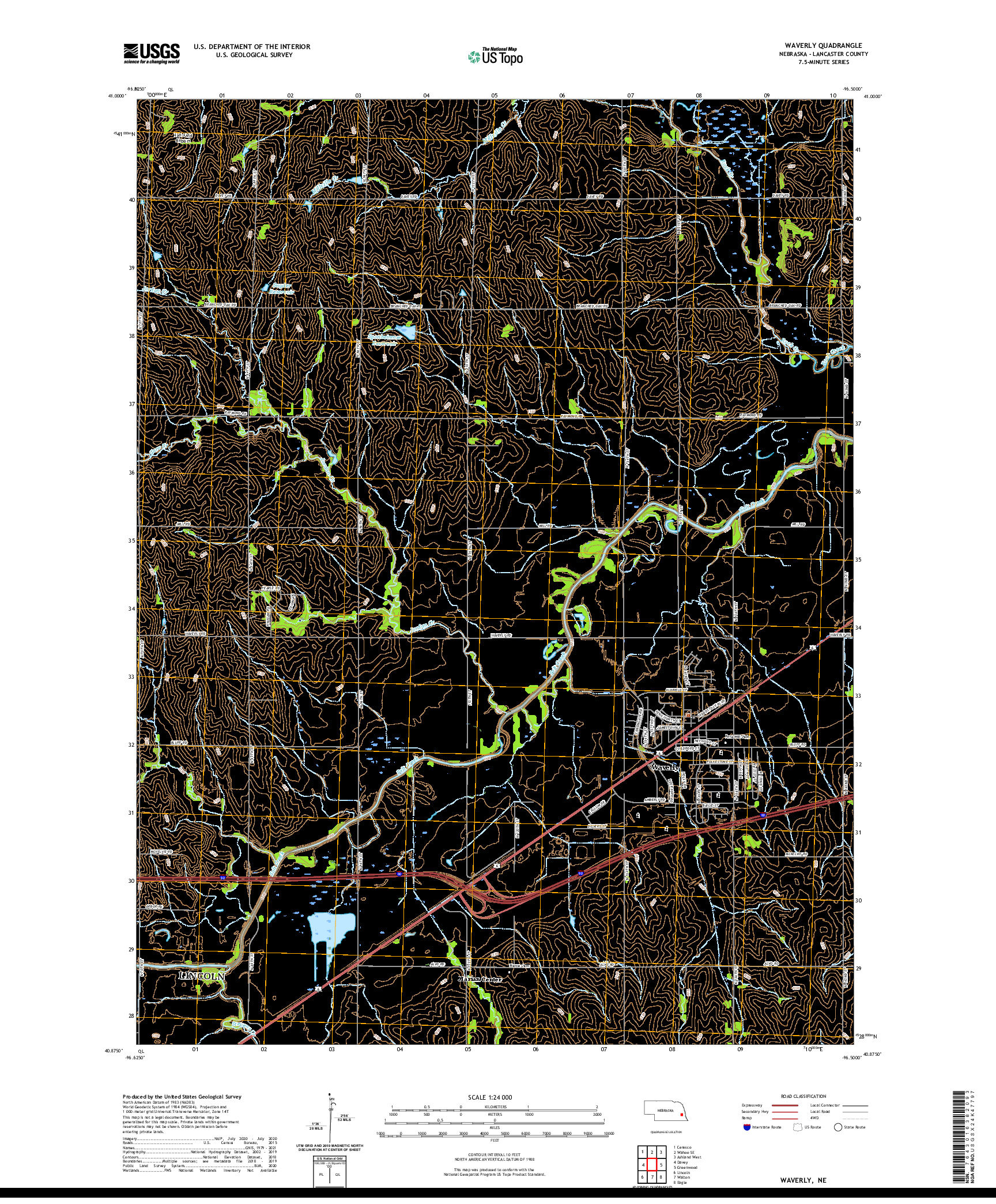 USGS US TOPO 7.5-MINUTE MAP FOR WAVERLY, NE 2021