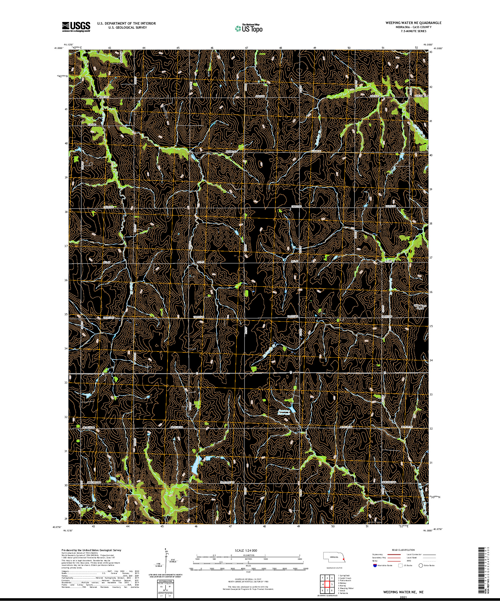 USGS US TOPO 7.5-MINUTE MAP FOR WEEPING WATER NE, NE 2021