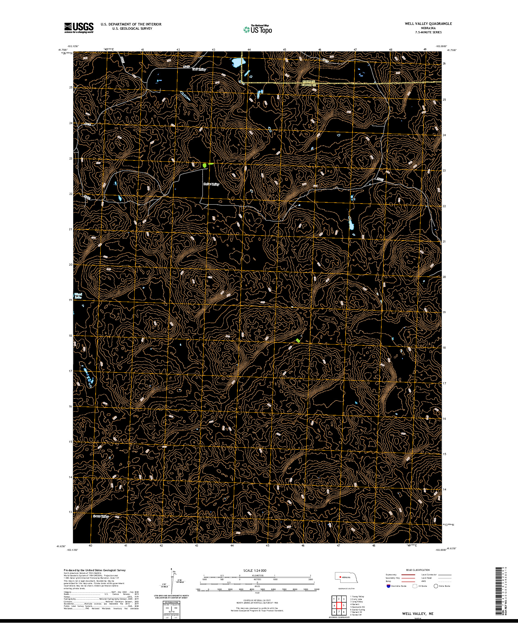 USGS US TOPO 7.5-MINUTE MAP FOR WELL VALLEY, NE 2021