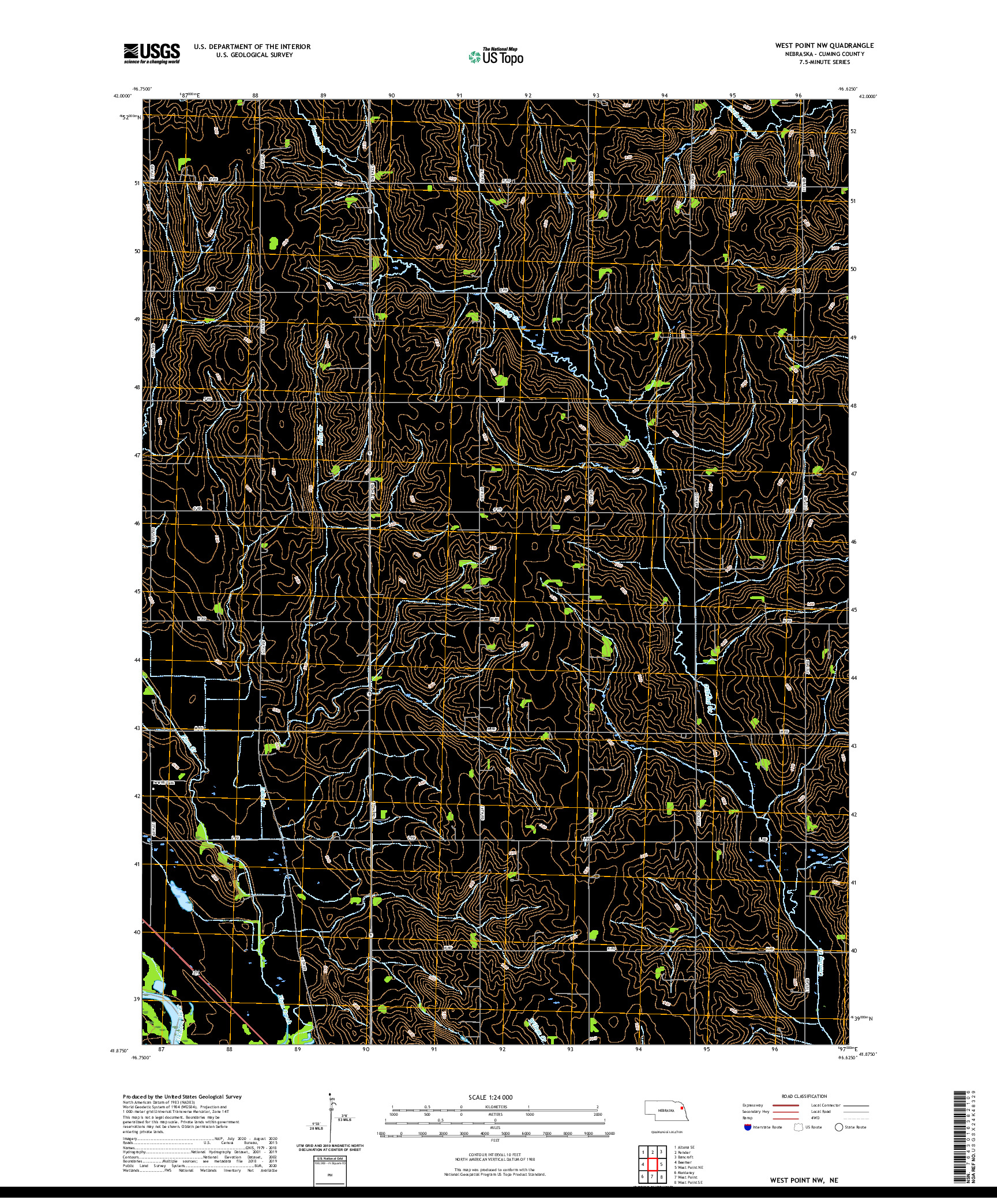 USGS US TOPO 7.5-MINUTE MAP FOR WEST POINT NW, NE 2021