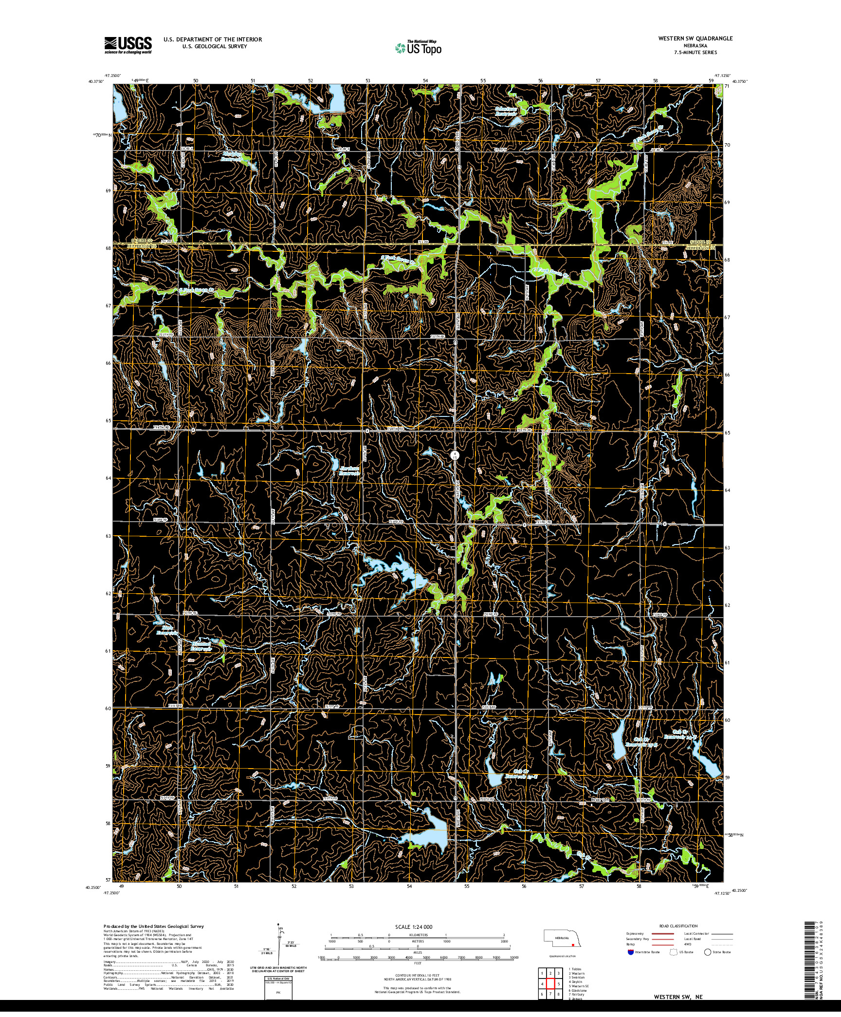 USGS US TOPO 7.5-MINUTE MAP FOR WESTERN SW, NE 2021