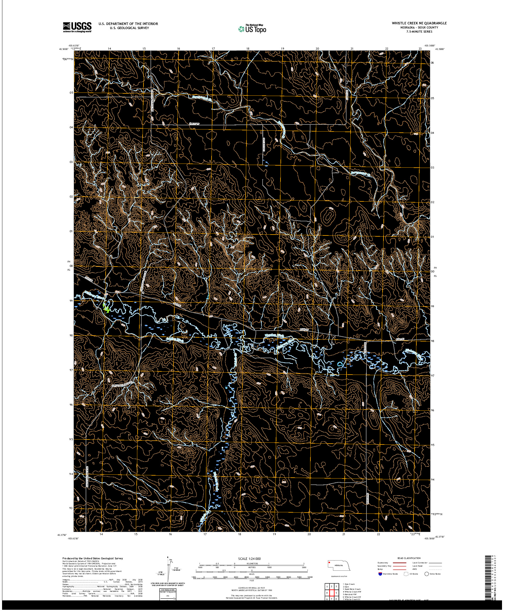 USGS US TOPO 7.5-MINUTE MAP FOR WHISTLE CREEK NE, NE 2021